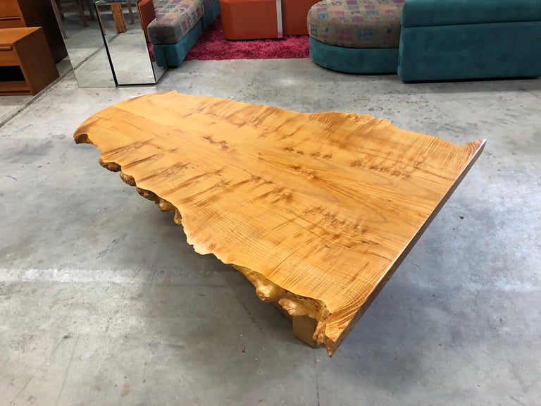 Bird'sEye Maple Modern Live Edge Slab Coffee Table at 1stDibs