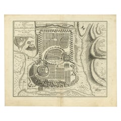 Antique Bird's-Eye Plan of Jerusalem in Israël, a Rare Original Engraving, 1750