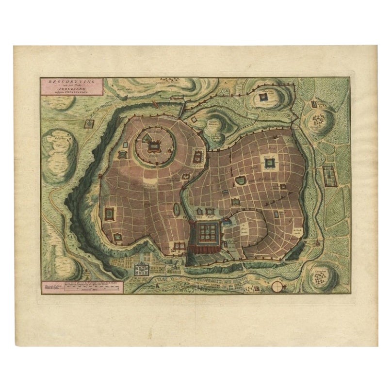 Pianta a volo d'uccello dell'antica città di Gerusalemme basata su antichi documenti, 1725 ca.