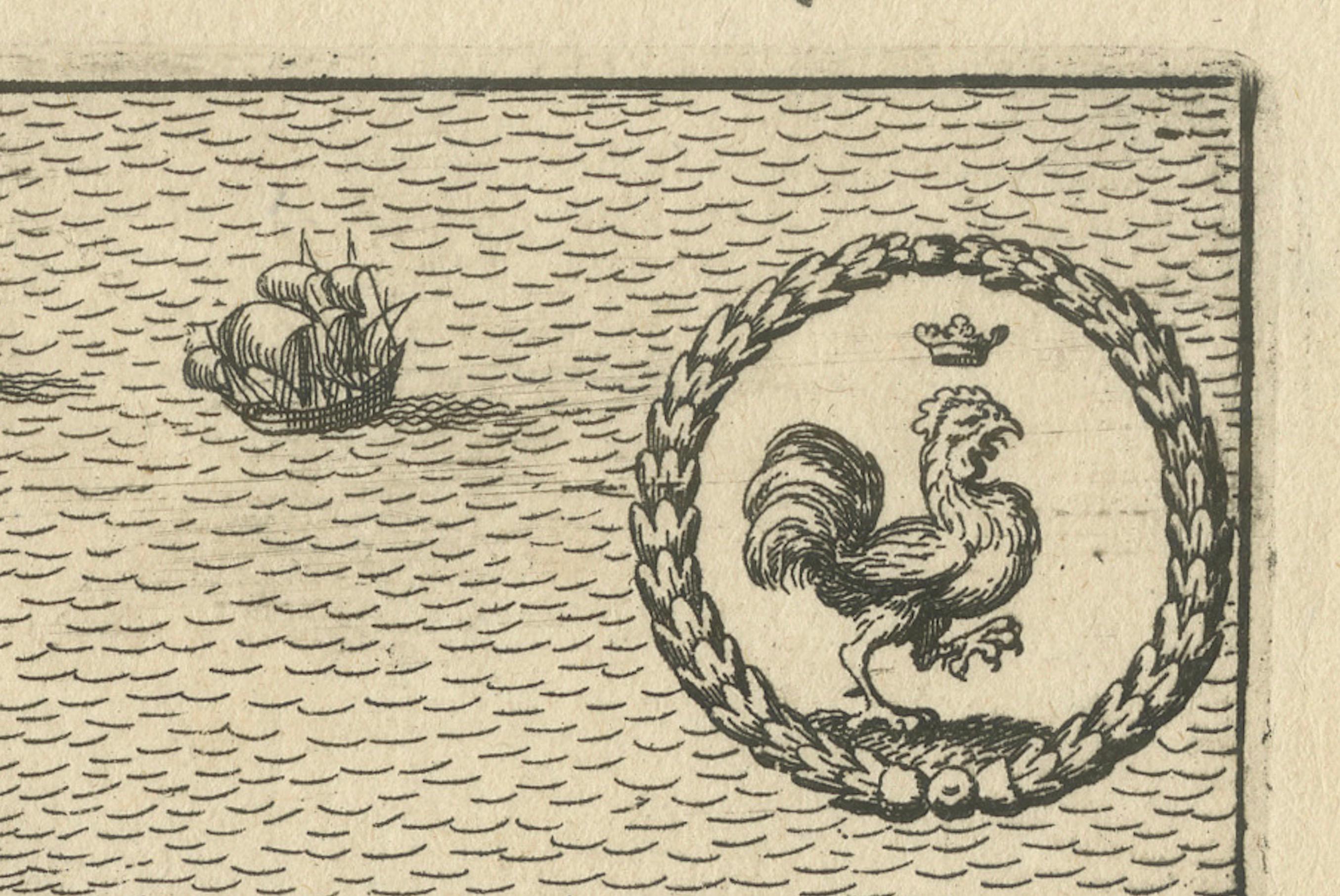 Carte de Gallipoli vue à vol d'oiseau : Gemme ionienne fortifiée par Mattheus Merian, 1688 Bon état - En vente à Langweer, NL