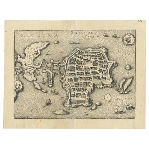 Bird’s-Eye View Map of Gallipoli: Fortified Ionian Gem by Mattheus Merian, 1688