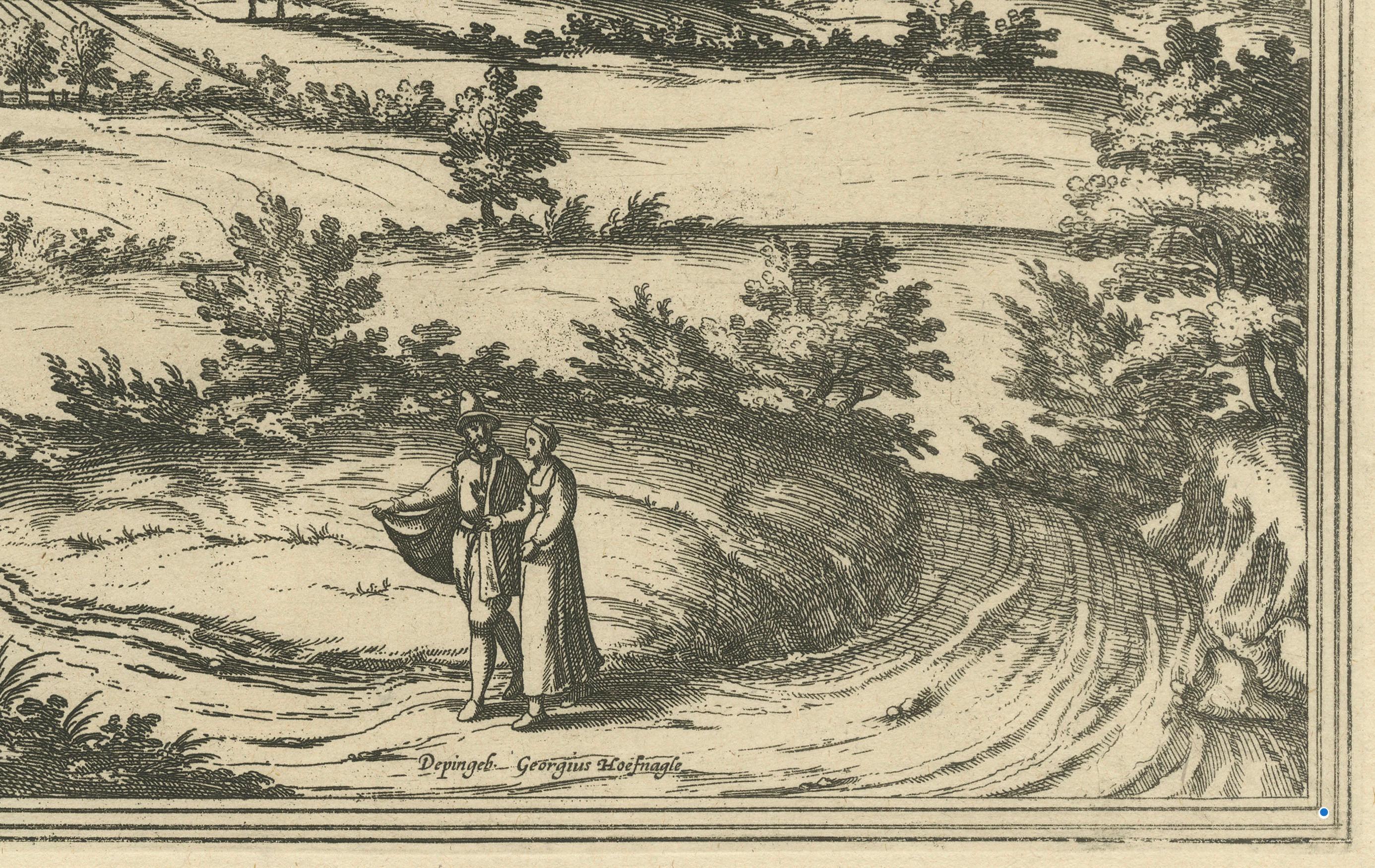 XVIIIe siècle et antérieur Vue à vol d'oiseau de Blâmont en Lorraine par Braun et Hogenberg, 1597 en vente