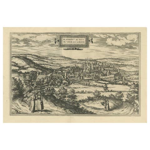 Bird's-Eye View of Blâmont in Lorraine by Braun and Hogenberg, 1597