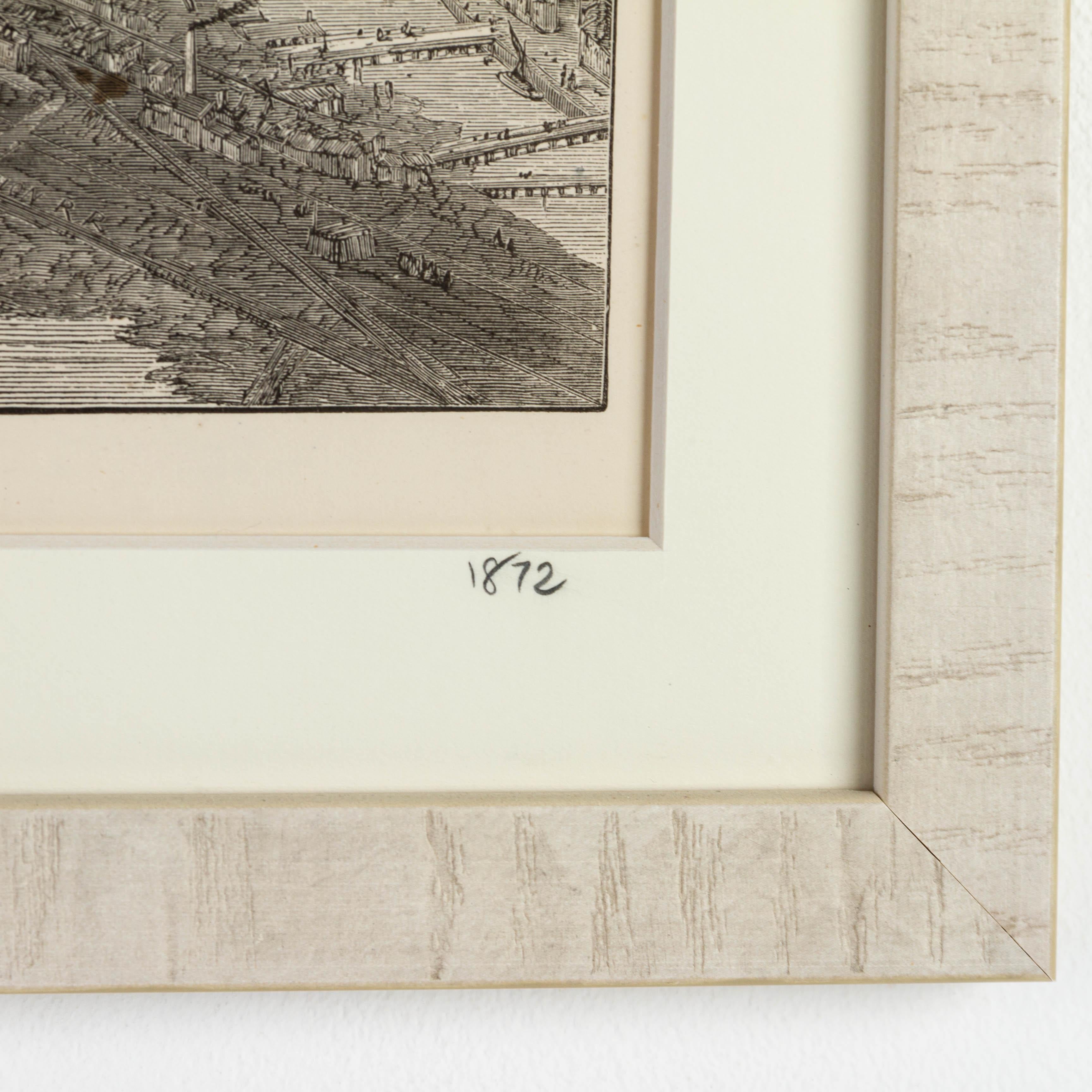 Late 19th Century Bird's Eye View of Boston Engraving by Illustrated London News 1872 For Sale