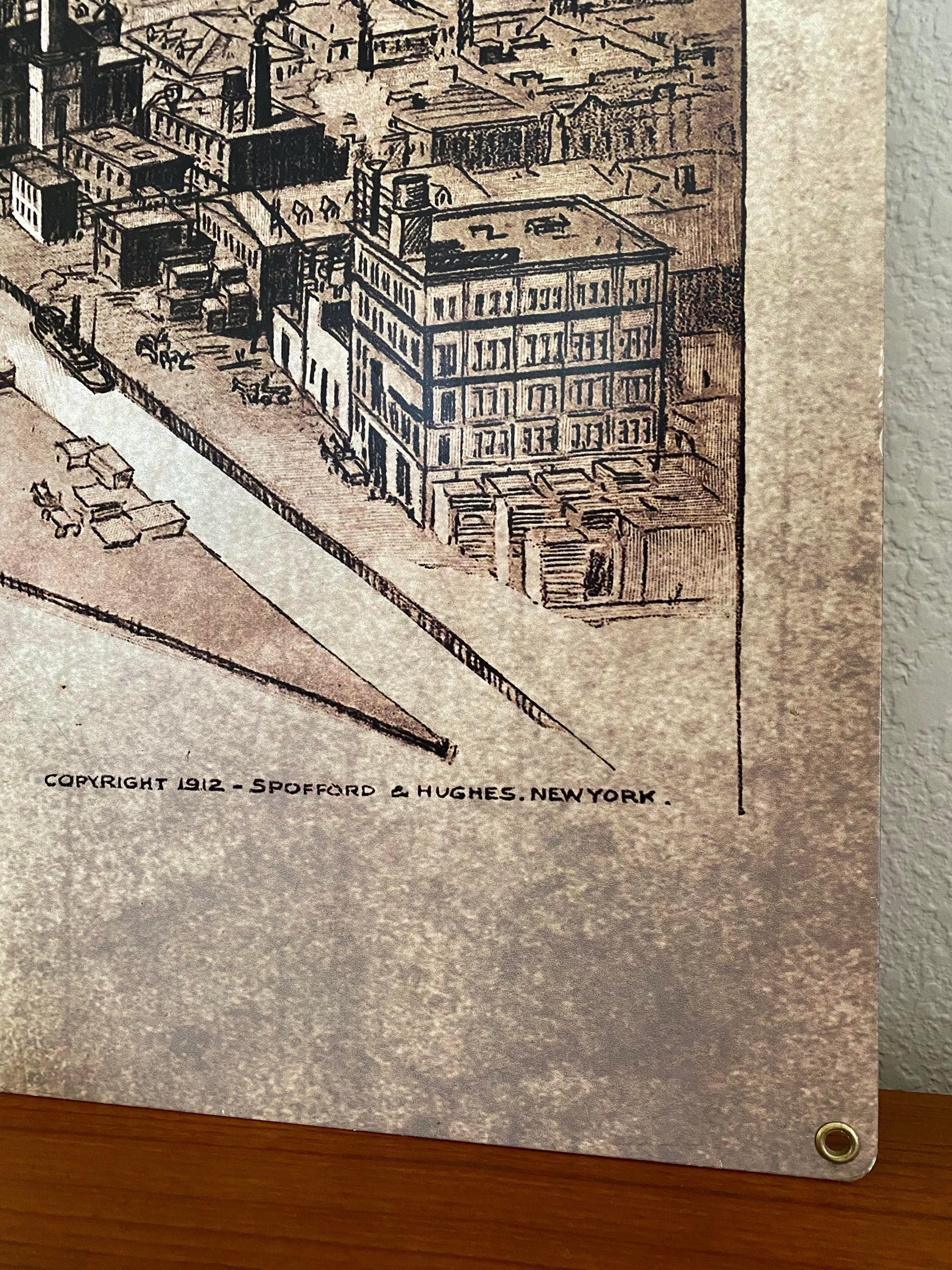 Bird's Eye View of NYC Printed on Industrial Metal Panel For Sale 4