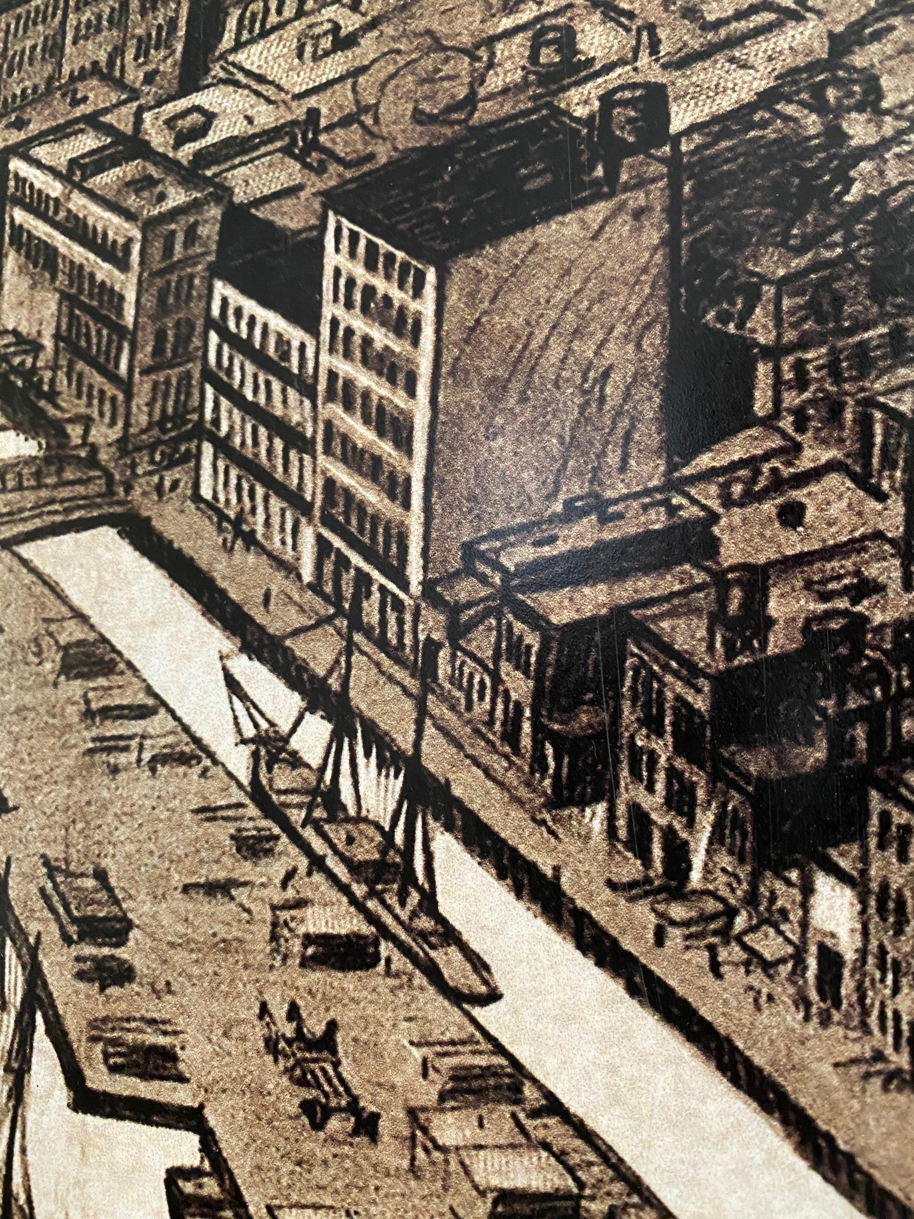 Bird's Eye View of NYC Printed on Industrial Metal Panel For Sale 5
