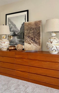 "Mid-Century Modern NYC Print on Metal Panel, Vintage, 24x36 Inches"