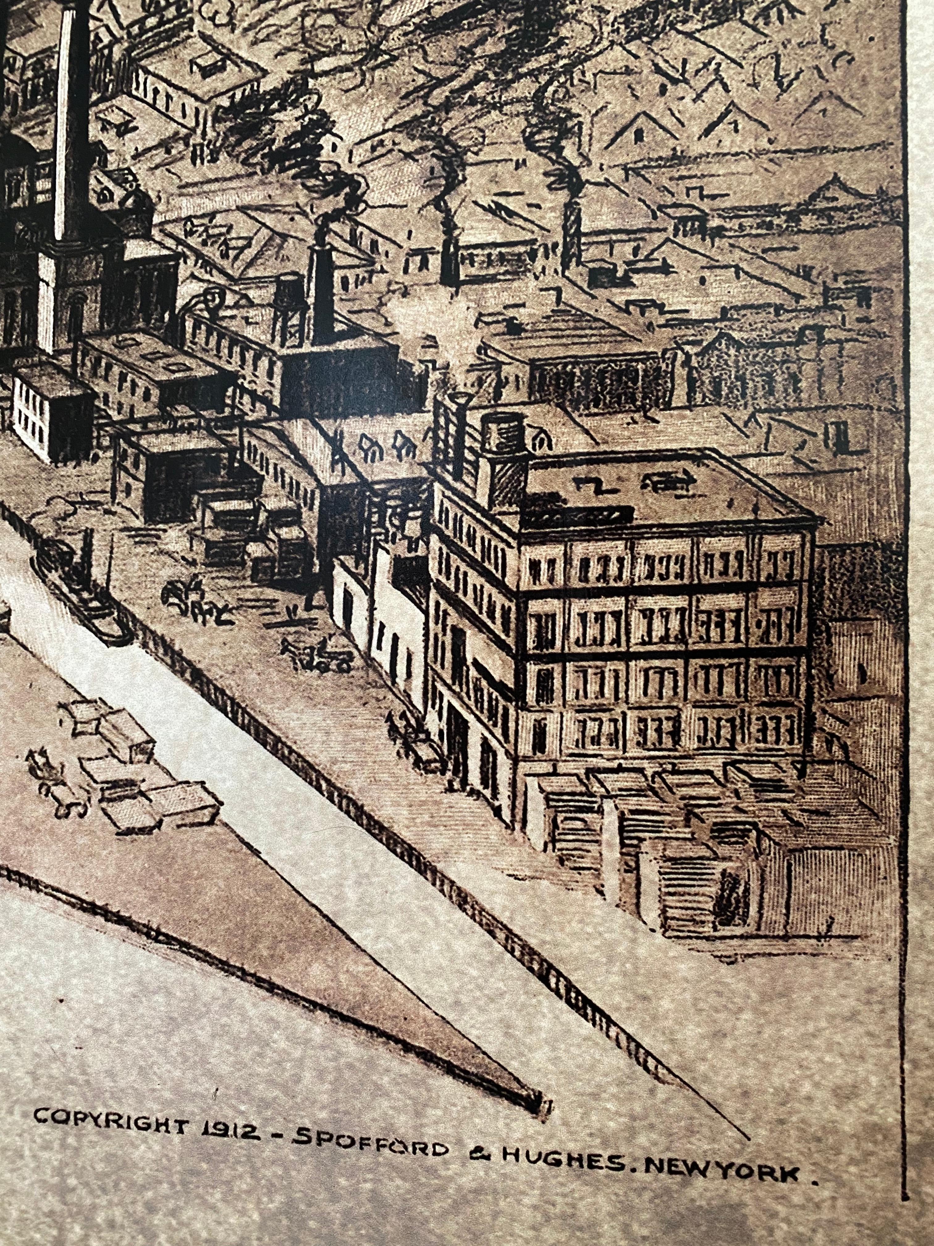 Bird's Eye View of NYC Printed on Industrial Metal Panel For Sale 1