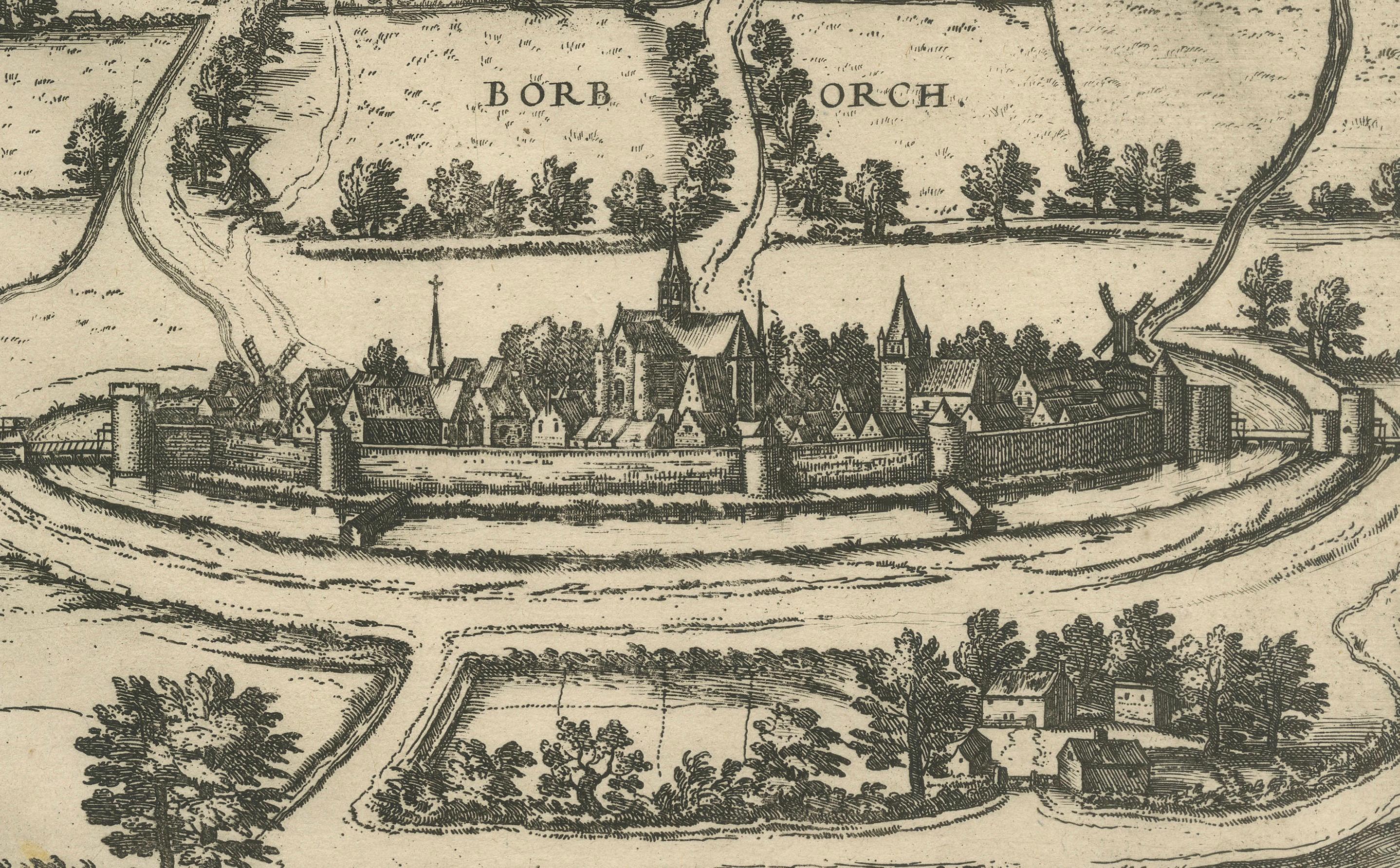 Vistas a vista de pájaro de Dunkerque, Gravelines y Bourbourg por Braun y Hogenberg siglo XVIII y antes en venta