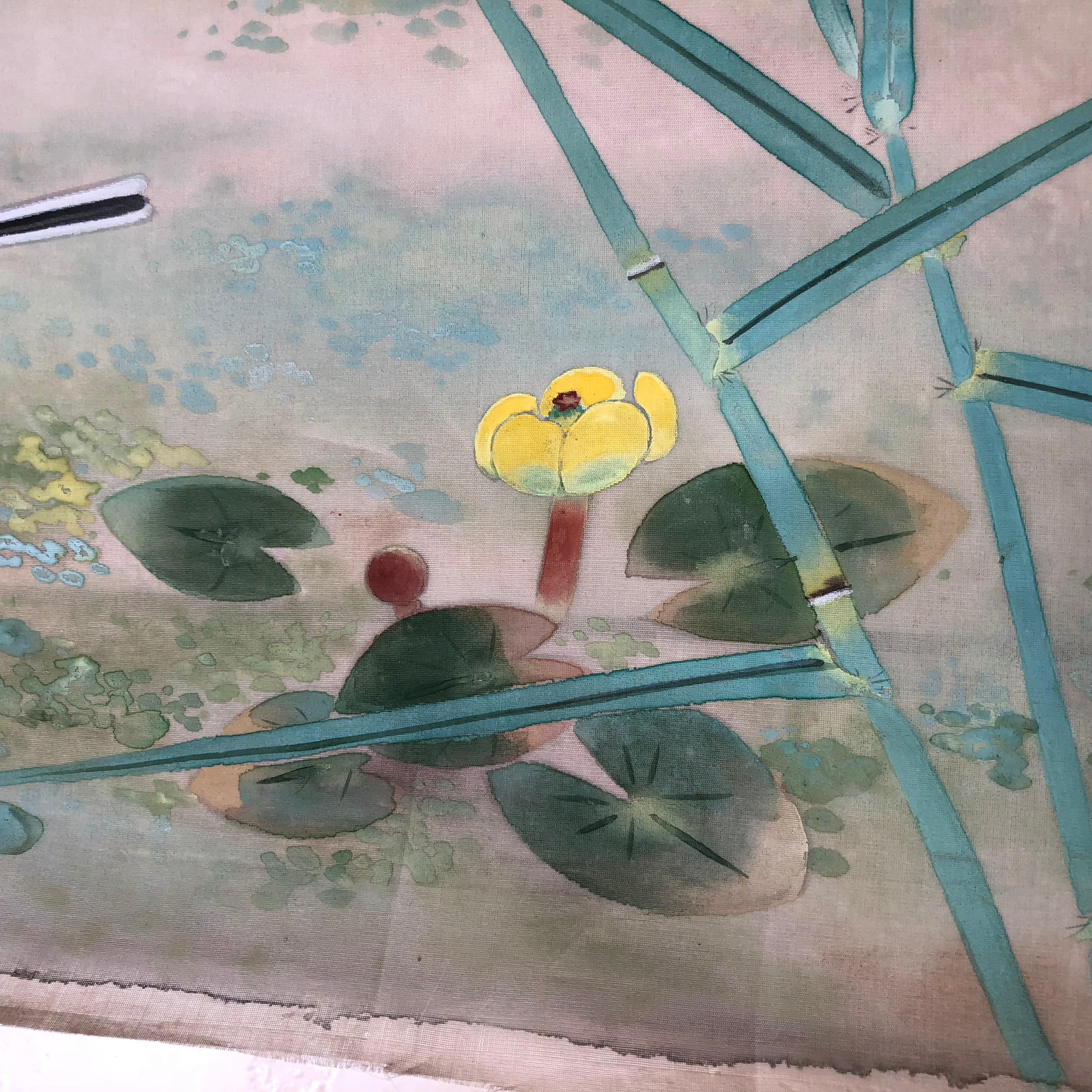 Birds & Flowers Galore Japanese Antique Hand-Painted Silk Painting Taisho Period 3