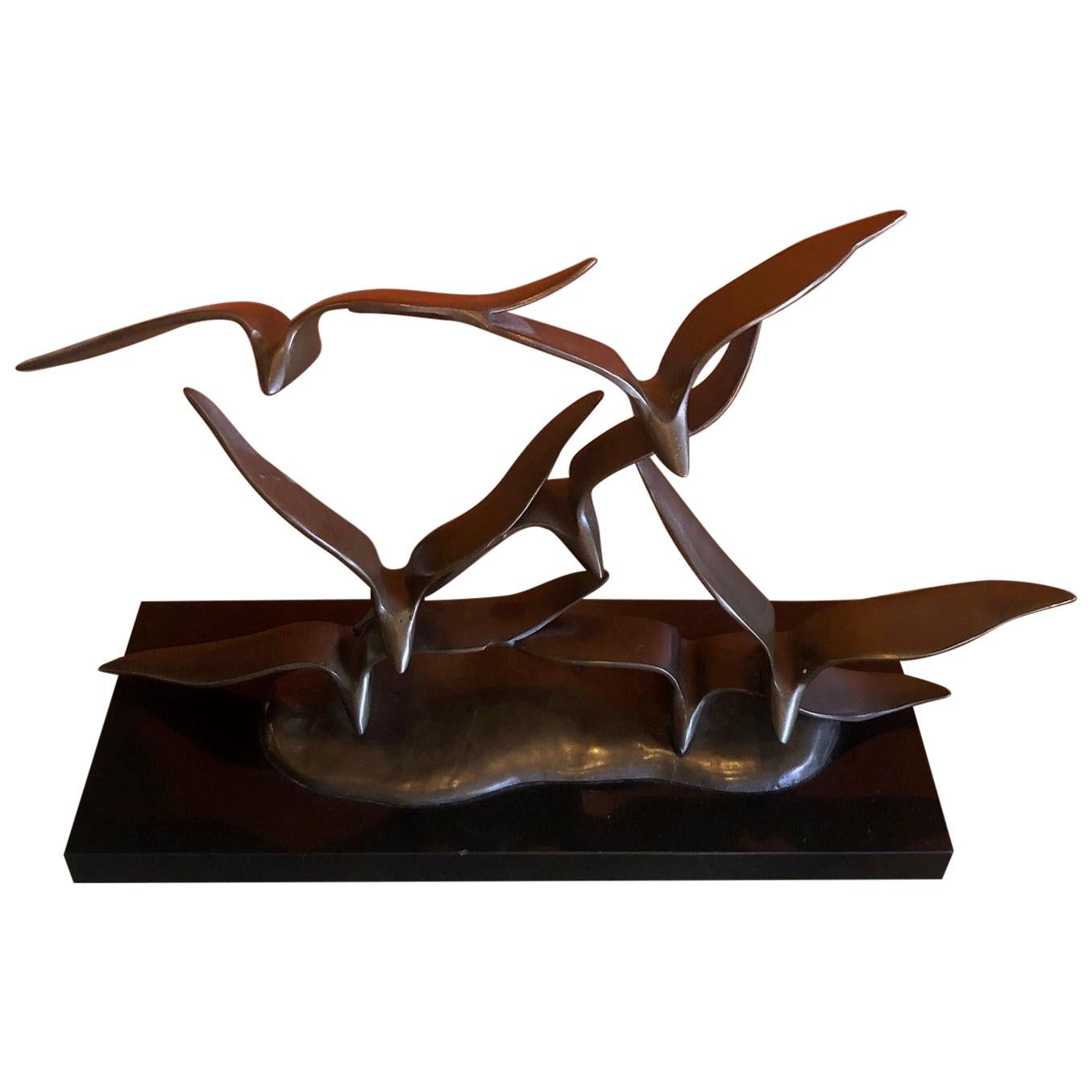 "Birds in Flight" Bronze Sculpture in the Style of Curtis Jere