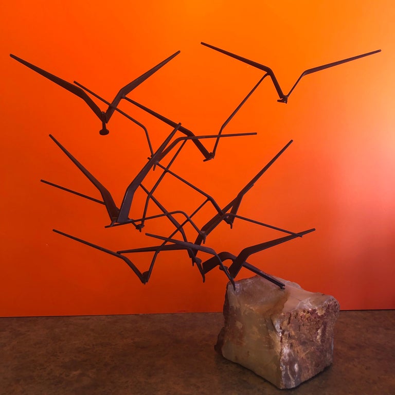 "Birds in Flight" Sculpture with Black Finish by Curtis Jere for
