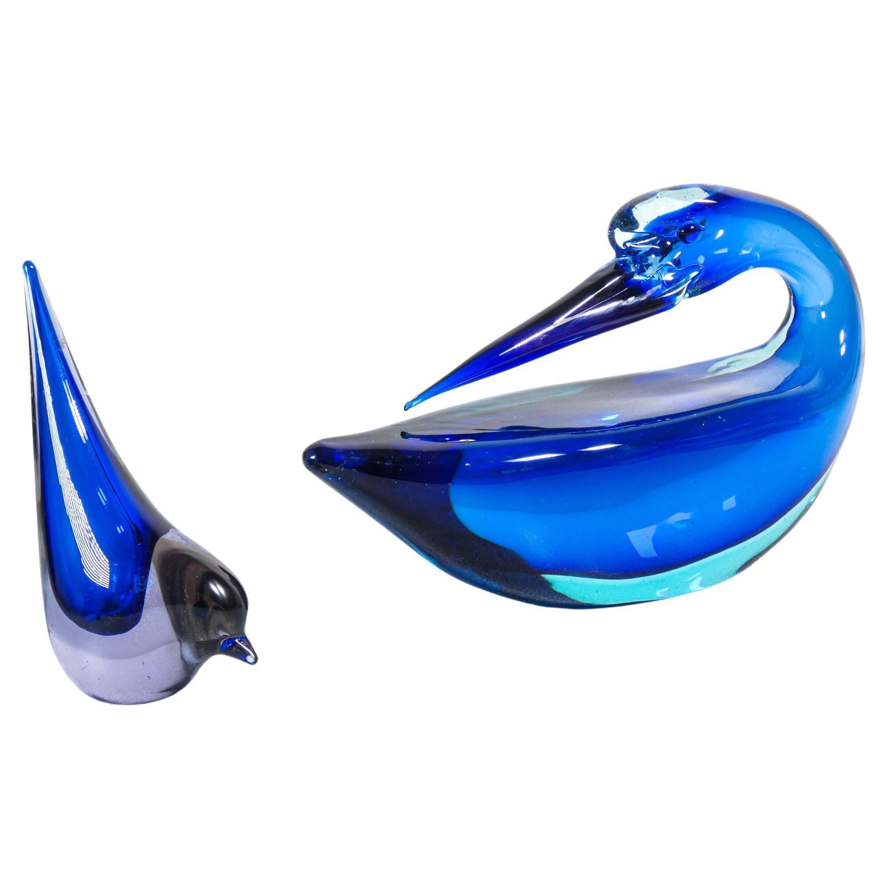 Large Murano Glass Aquarium Kissing Fish in Gino Cenedese Style For