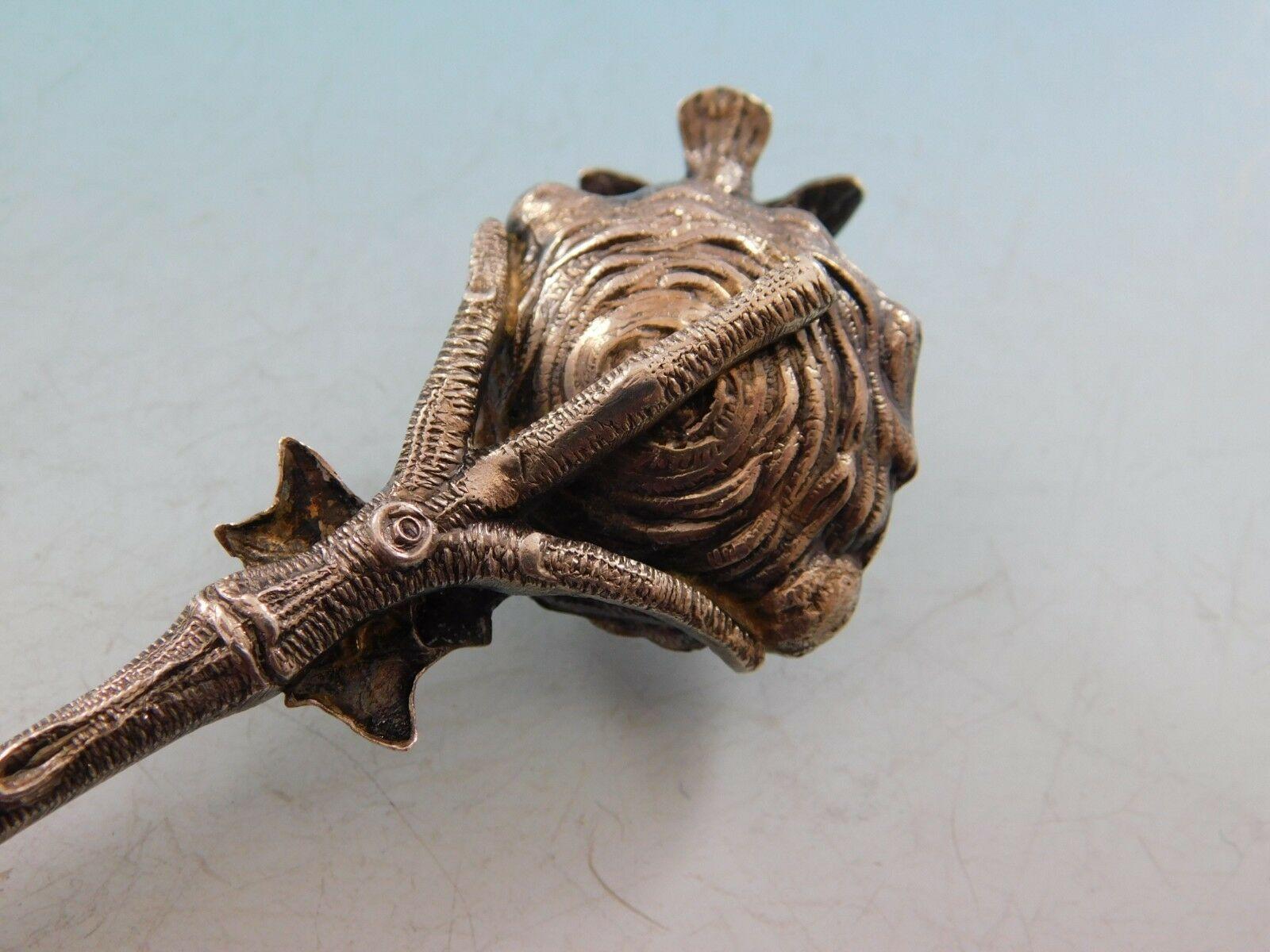 Birds Nest by Gorham Sterling Silver Berry Spoon Gold Washed with Bird and Nest 3