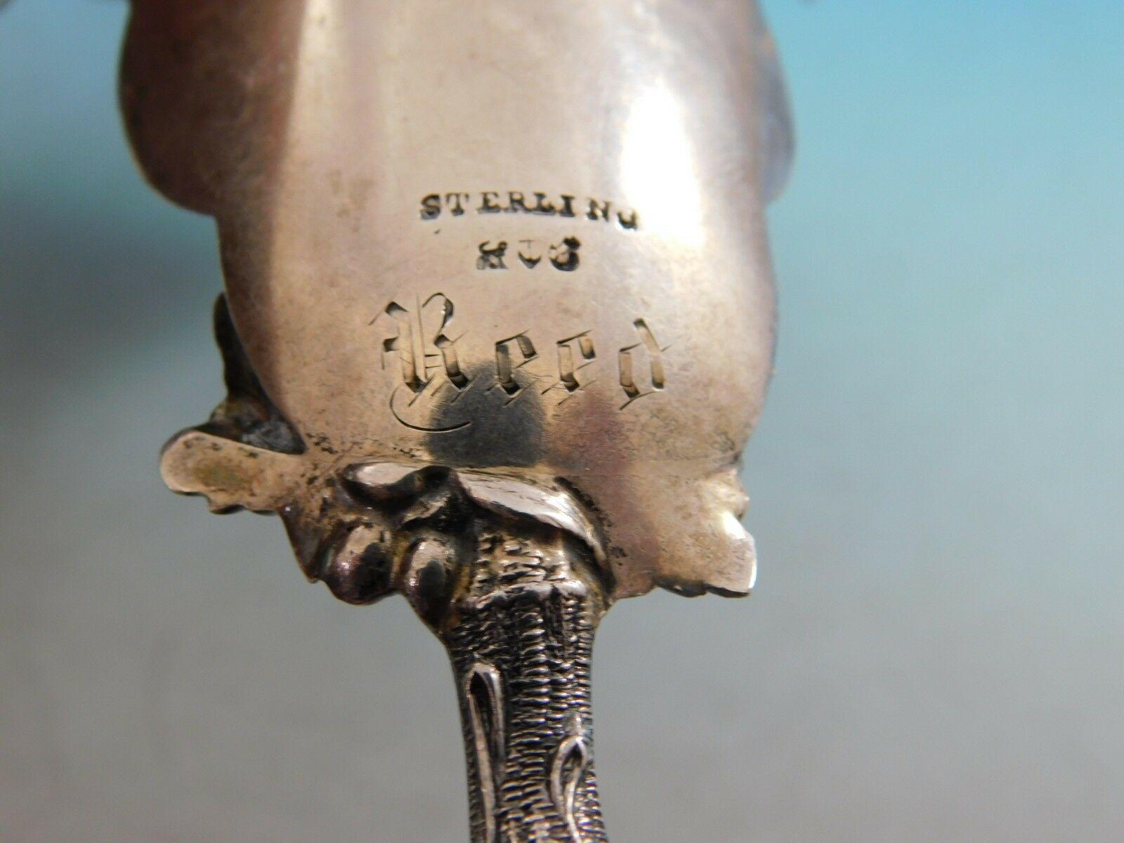 Birds Nest by Gorham Sterling Silver Berry Spoon Gold Washed with Bird and Nest 4