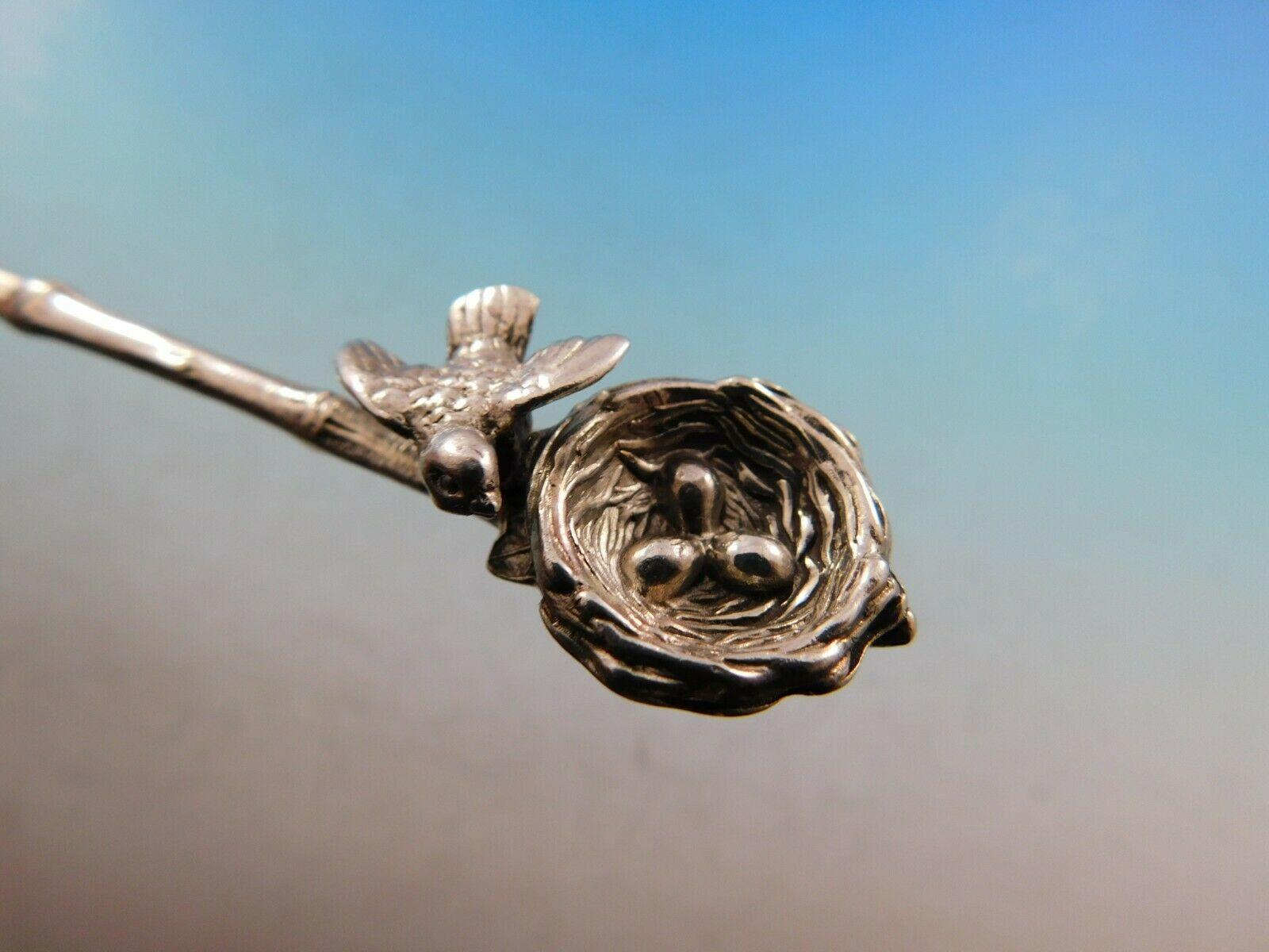 18th Century and Earlier Birds Nest by Gorham Sterling Silver Sugar Spoon Mother Bird and Eggs