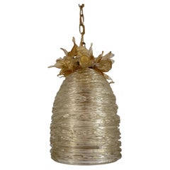 "Birds' nest" Murano glass and gold lantern att. to Barbini, Italy ca. 1960
