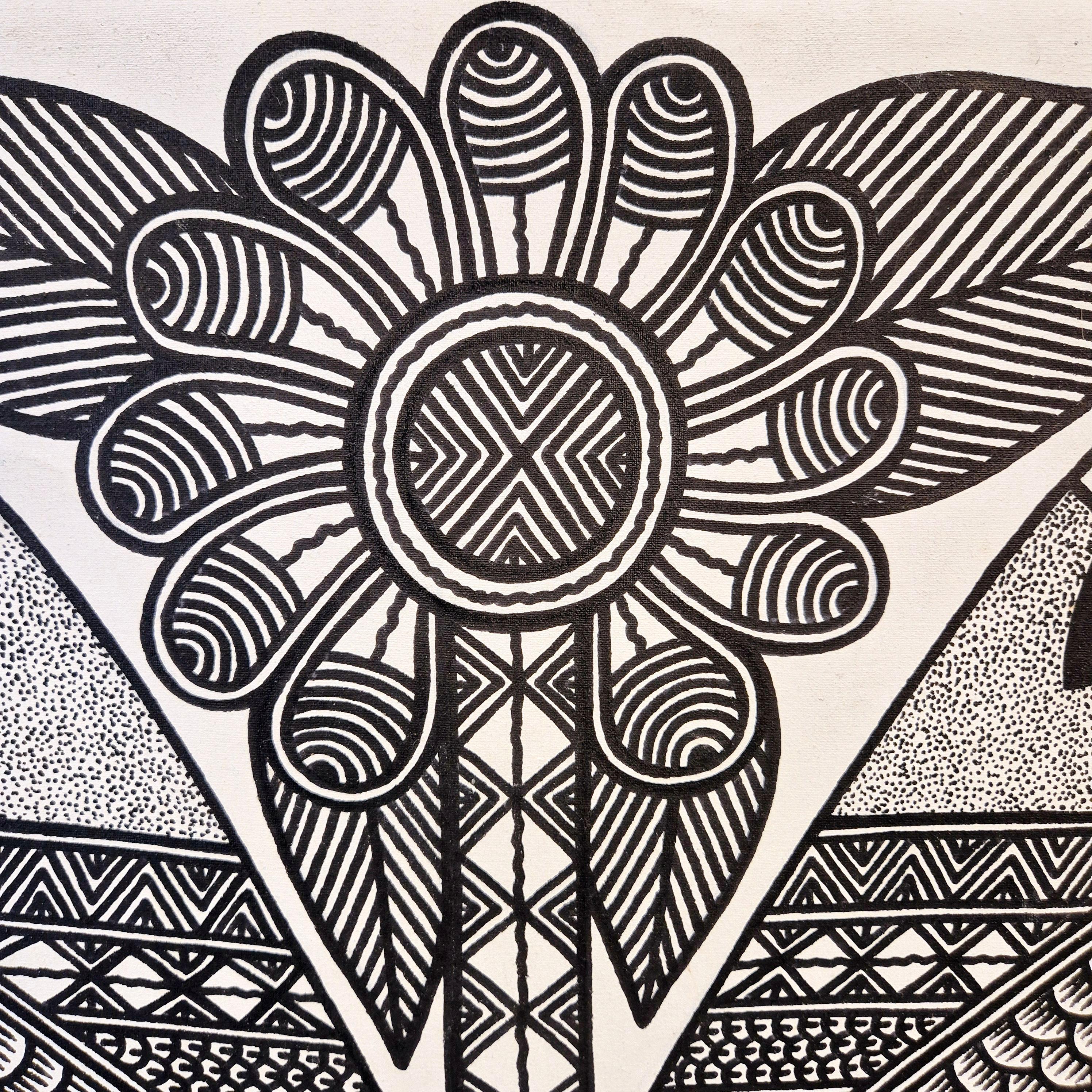 Birds of paradise, John KAUAGE, Acrylic on canvas, Papua New Guinea, 2013 For Sale 2