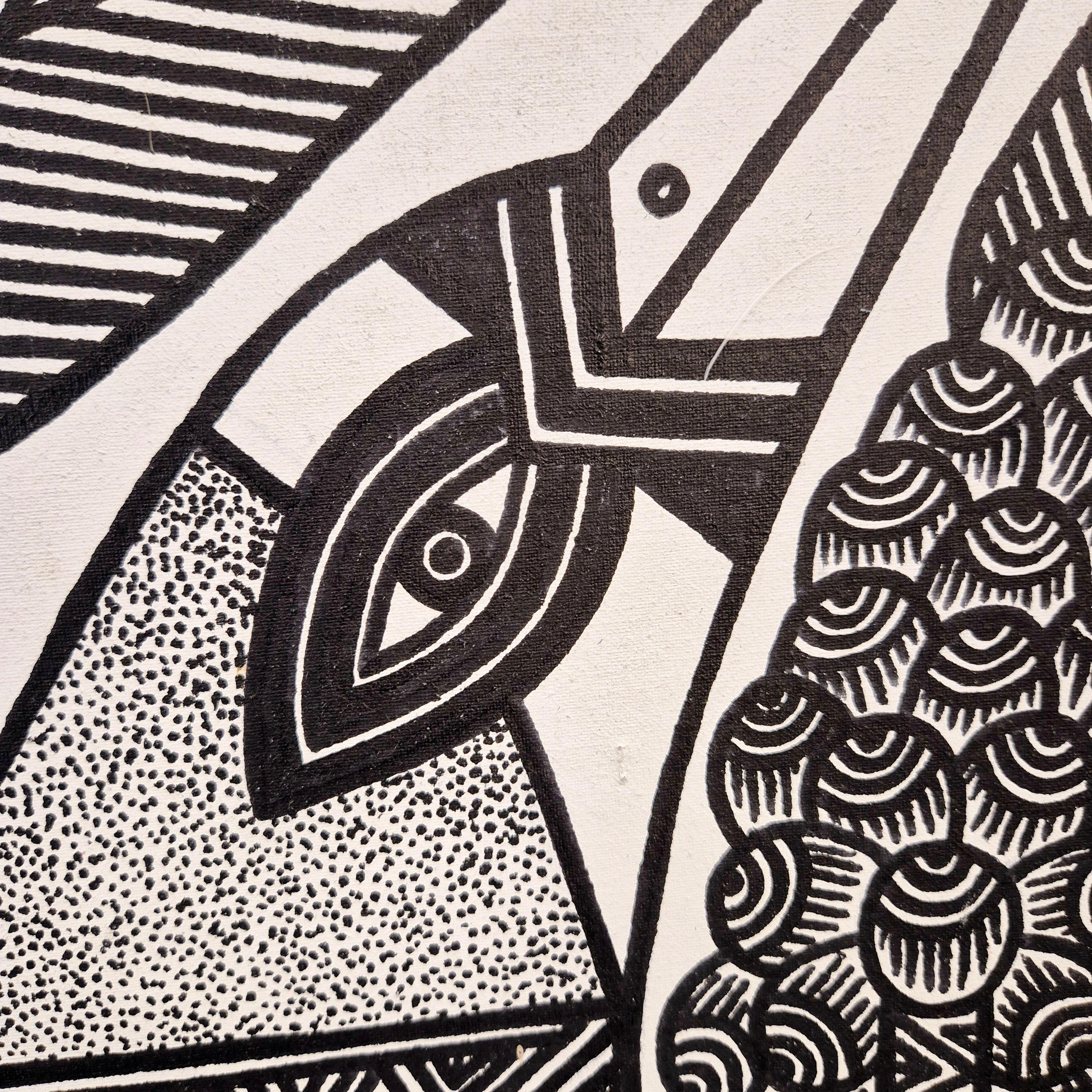 Birds of paradise, John KAUAGE, Acrylic on canvas, Papua New Guinea, 2013 For Sale 3