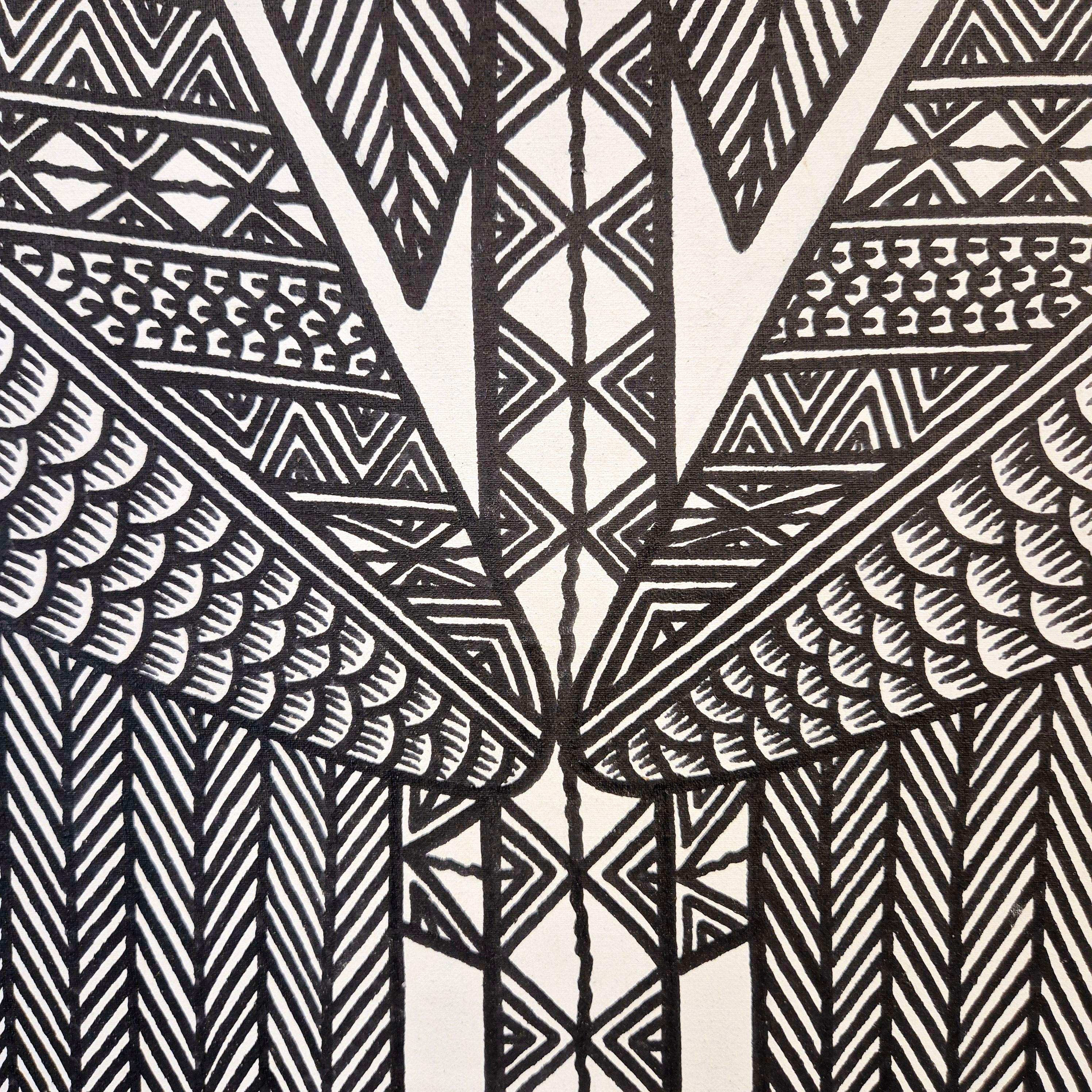Canvas Birds of paradise, John KAUAGE, Acrylic on canvas, Papua New Guinea, 2013 For Sale