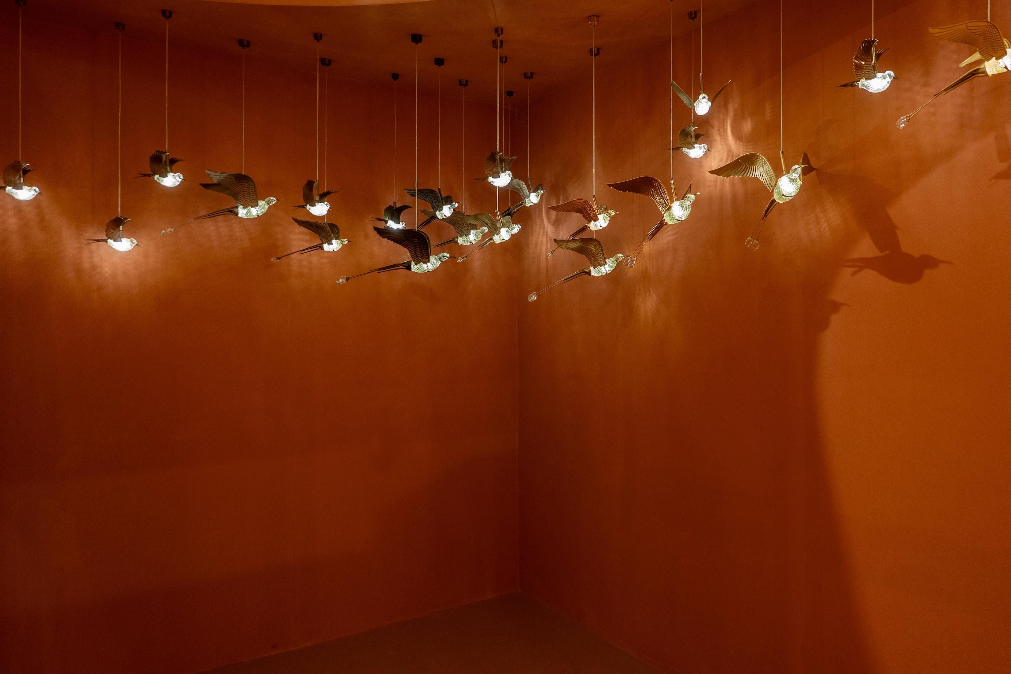 Art Déco Lampada a sospensione Birds of Paradise grande in vendita