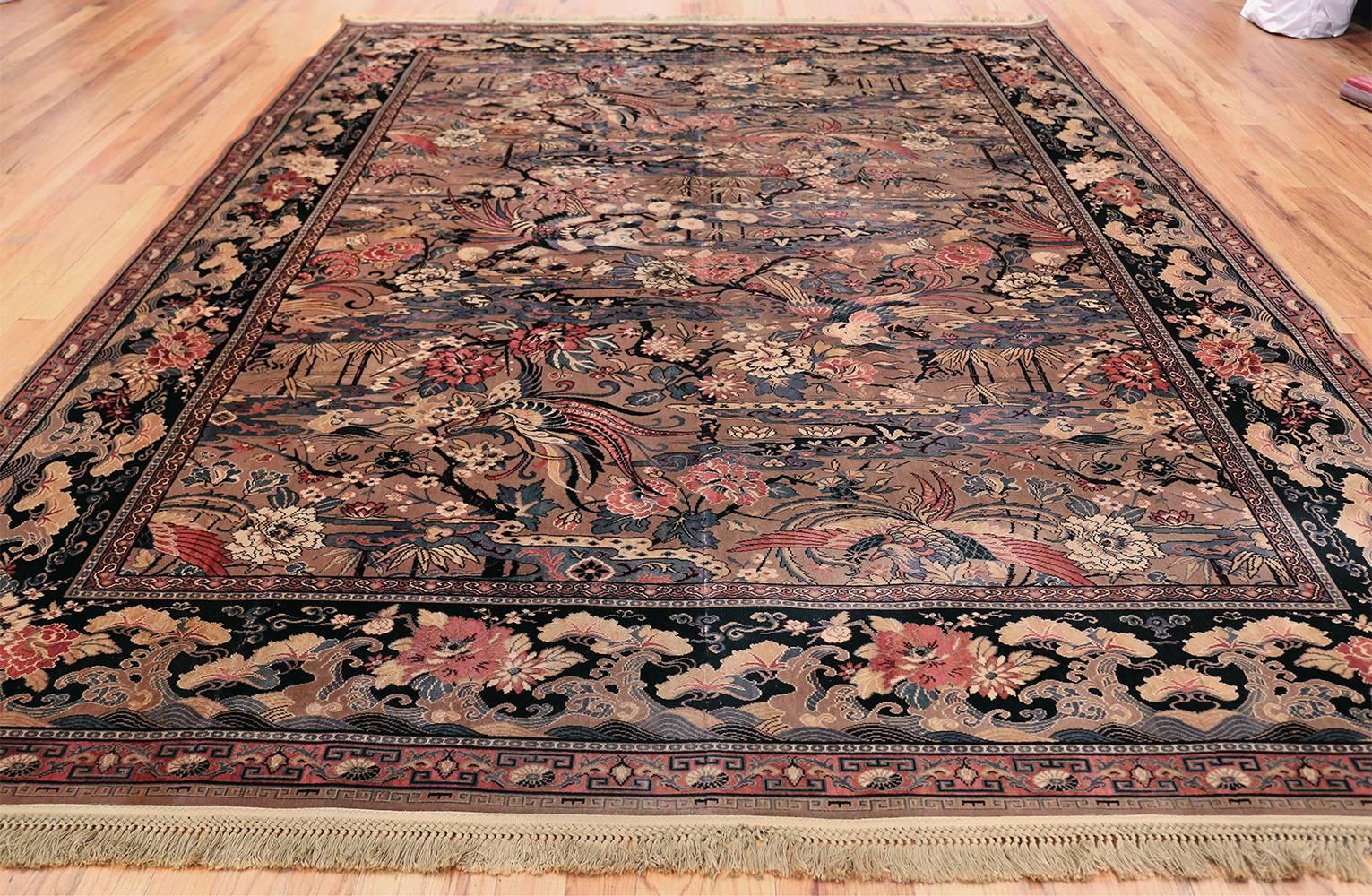 Magnificent birds of paradise vintage English Wilton rug, country of origin / rug type: English rug, Date: circa mid-20th century. Size: 9 ft x 11 ft 10 in (2.74 m x 3.61 m)

This is a beautiful birds of paradise design English Wilton rug is one of