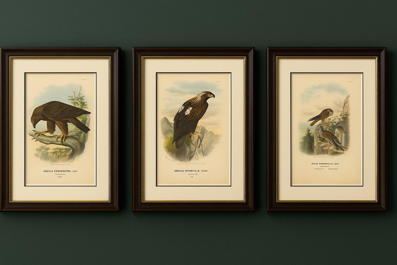 Satz von drei antiken Drucken von Adlern und Falken von Oskar von Riesenthal, 1894

Beschreibung: Eine eindrucksvolle Sammlung von drei Chromolithographien aus Oskar von Riesenthals Die Raubvögel Deutschlands und des angrenzenden Mitteleuropas,
