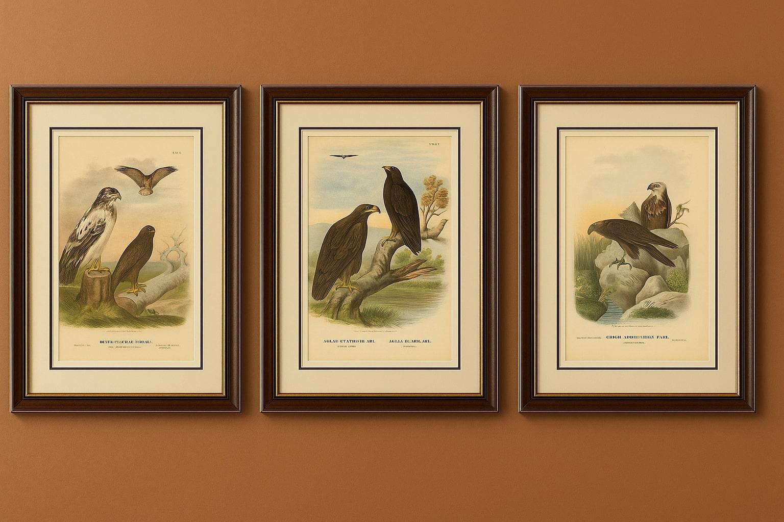 Satz von drei antiken Raubvogeldrucken von Oskar von Riesenthal, 1894

Beschreibung: Ein seltener und schön erhaltener Satz von drei Chromolithographien aus Oskar von Riesenthals Die Raubvögel Deutschlands und des angrenzenden Mitteleuropas,