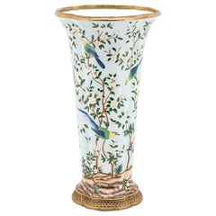 Vögel Porzellanvase mit Bronze