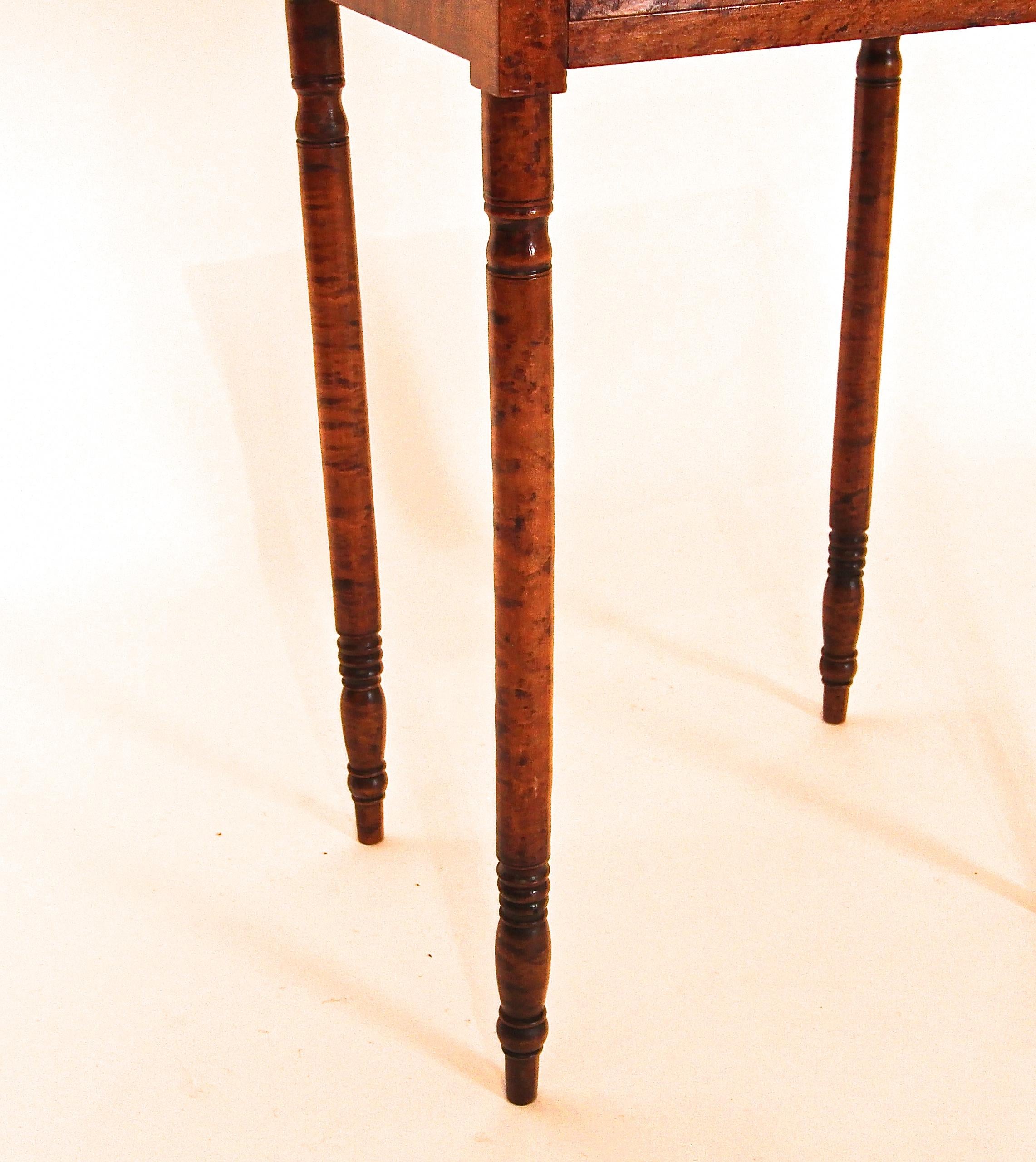 Early 19th Century Birdseye and Tiger Maple Sheraton One Drawer Stand