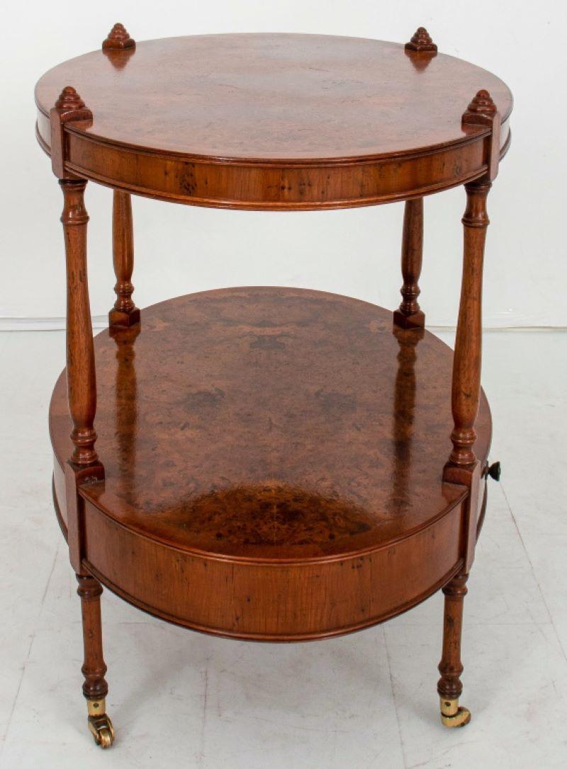 Wood Birdseye Birch Oval Tiered Table For Sale