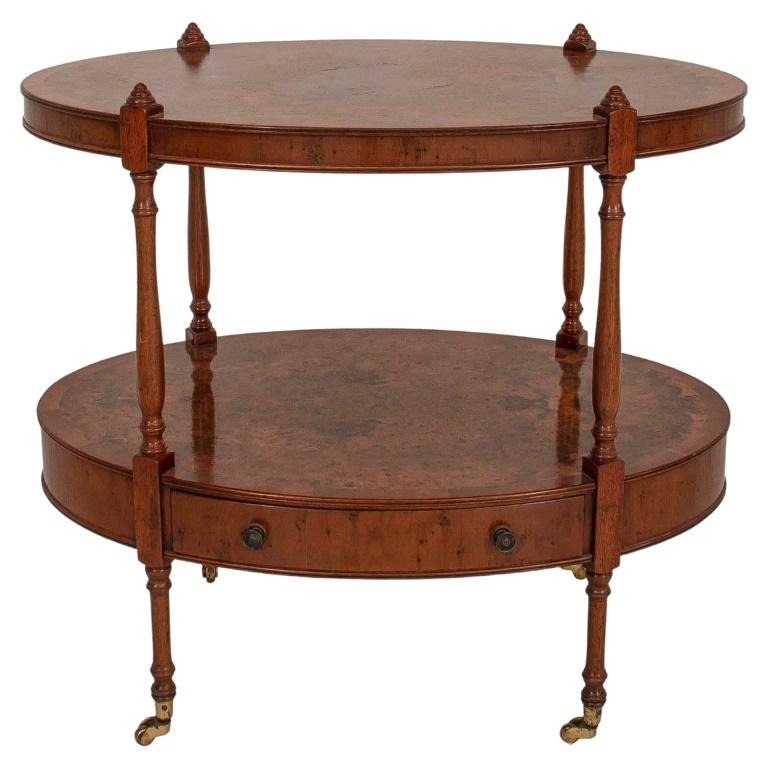 Birdseye Birch Oval Tiered Table For Sale