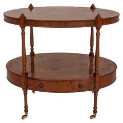 Antique Birdseye Birch Oval Tiered Table
