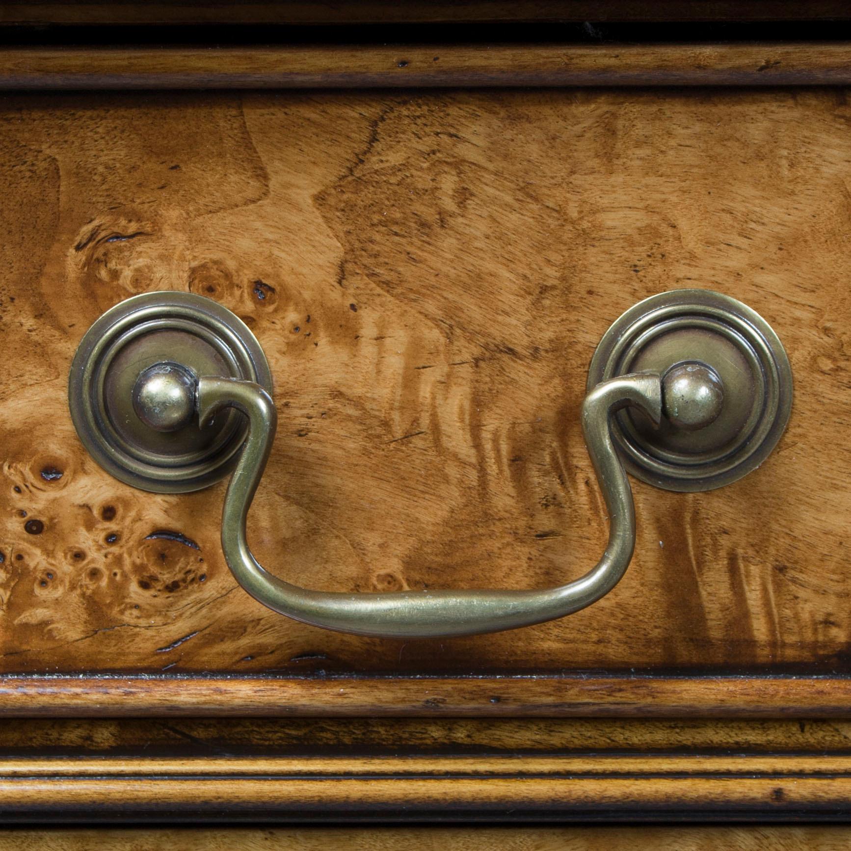 Georgian Birdseye Maple Pedestal Desk with Leather Top