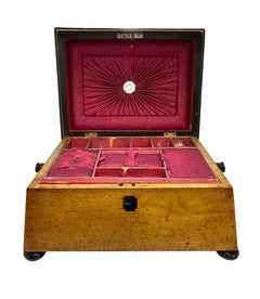 Bird's-Eye Maple and Ebony Sewing Box of Architectural Form, English, circa 1820