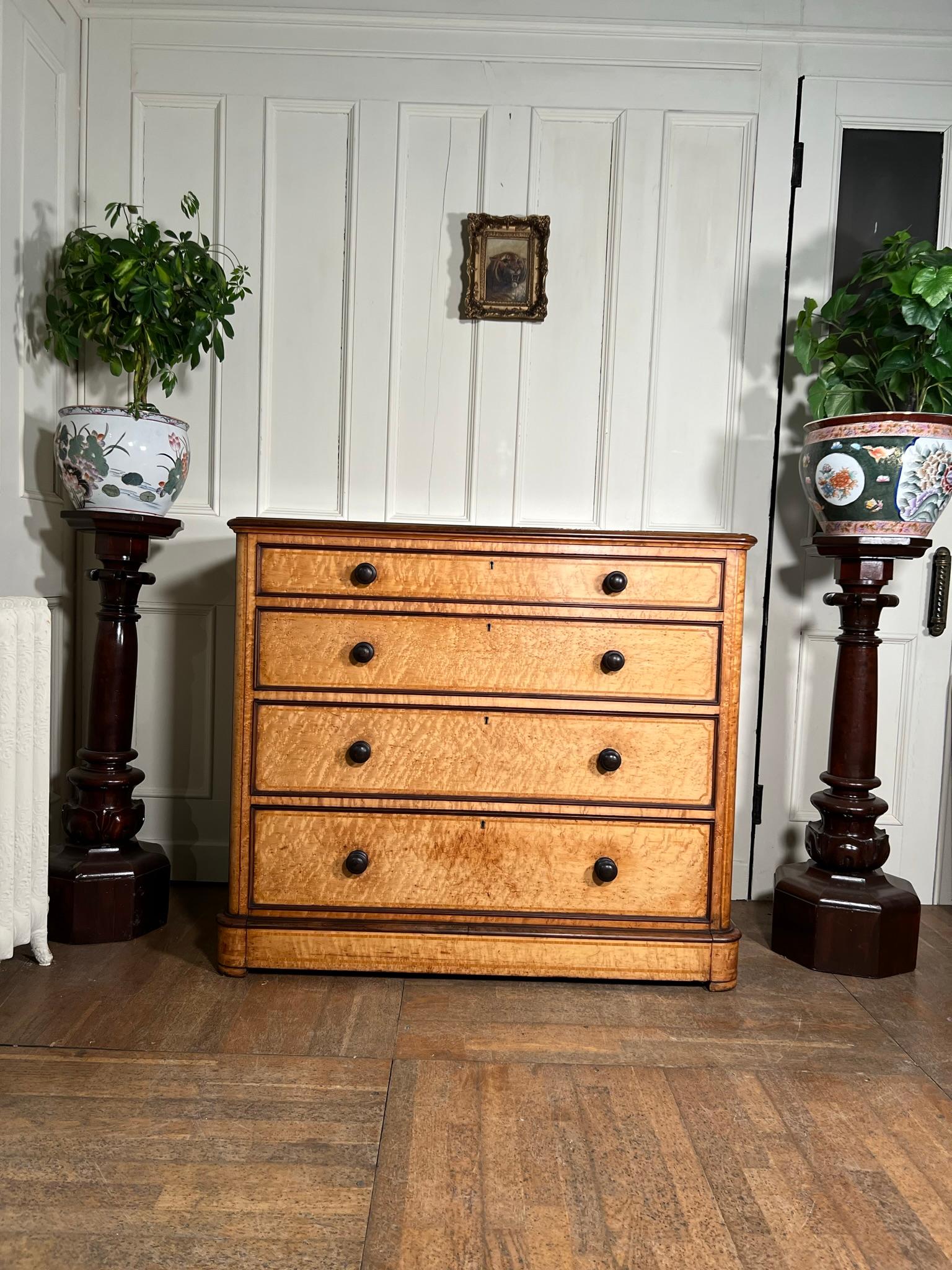 Birdseye Maple Chest of Drawers In Good Condition For Sale In Warrington, GB