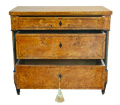 Birdseye Maple & Ebony Biedermeier Three Drawer Chest
