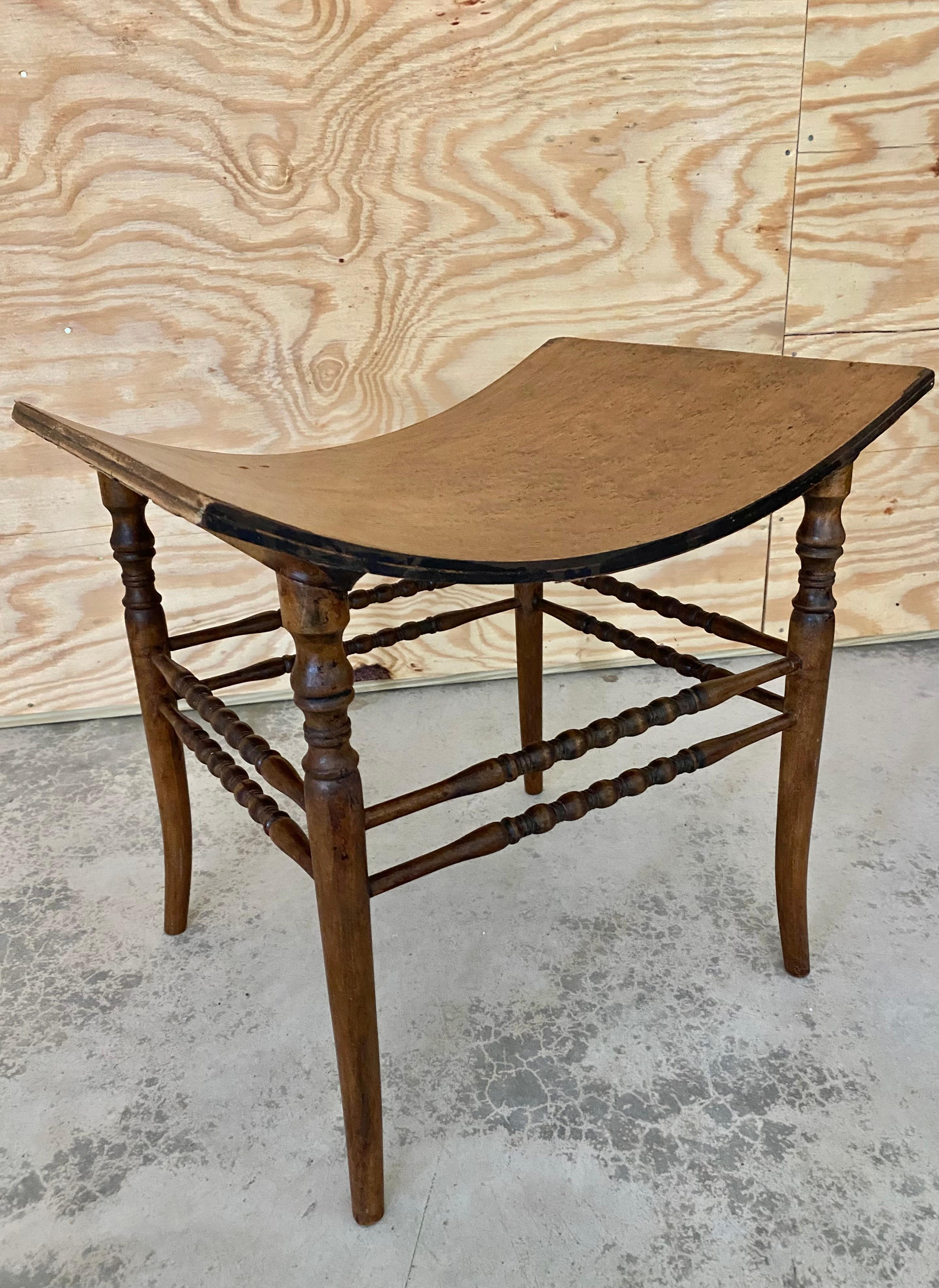 Birdseye Maple Egyptian Revival Thebes Stool For Sale 5