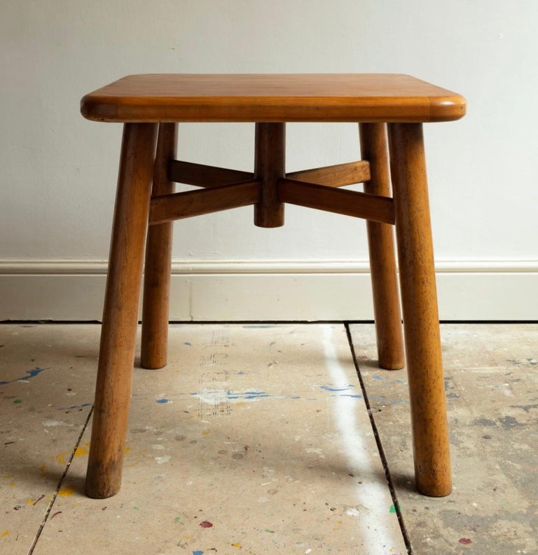 Birdseye Maple Square Top Side Table, 1940s For Sale at 1stDibs