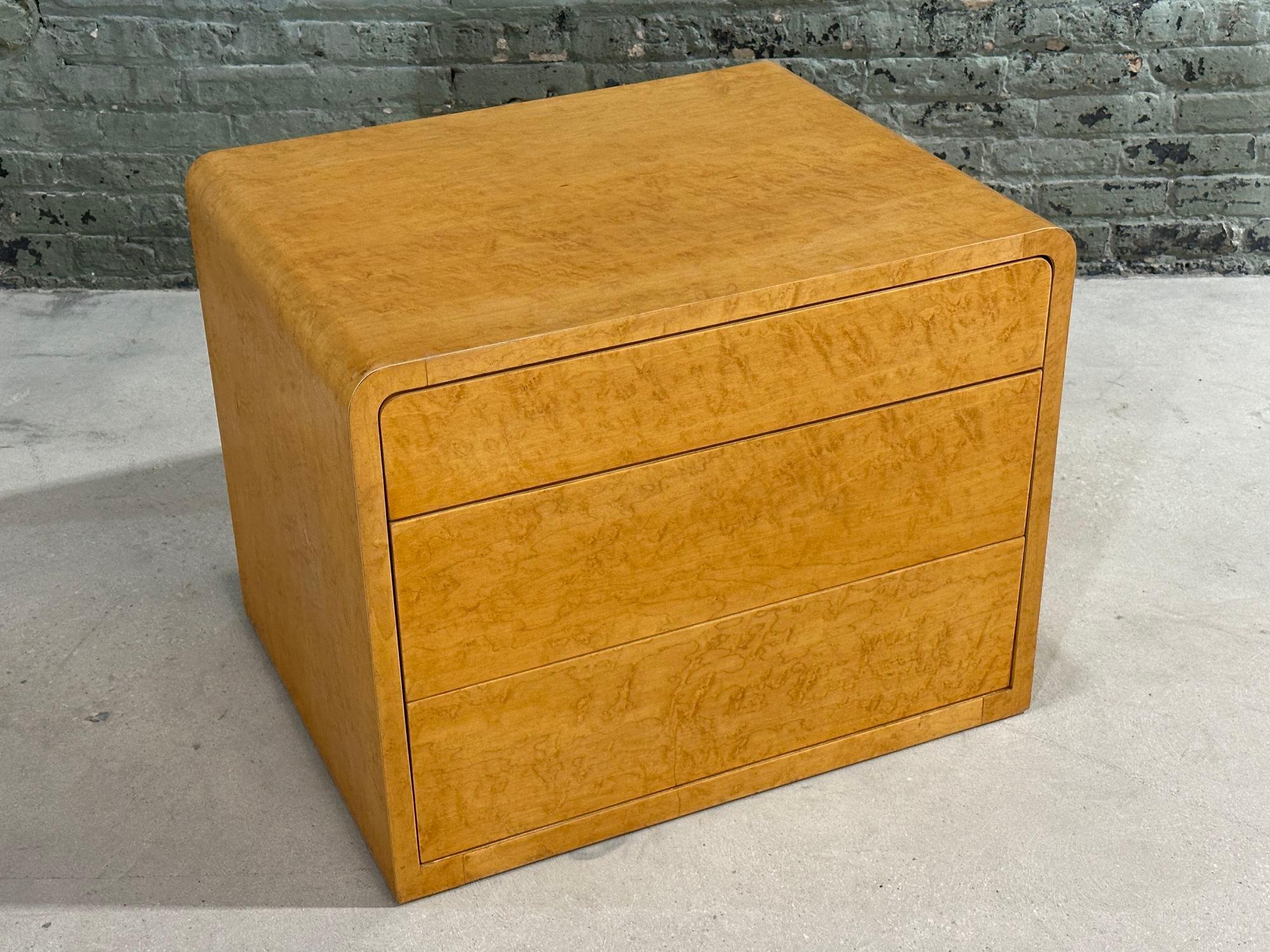 Post-Modern Birdseye Maple Waterfall Night Stand/End Table, 1970 For Sale
