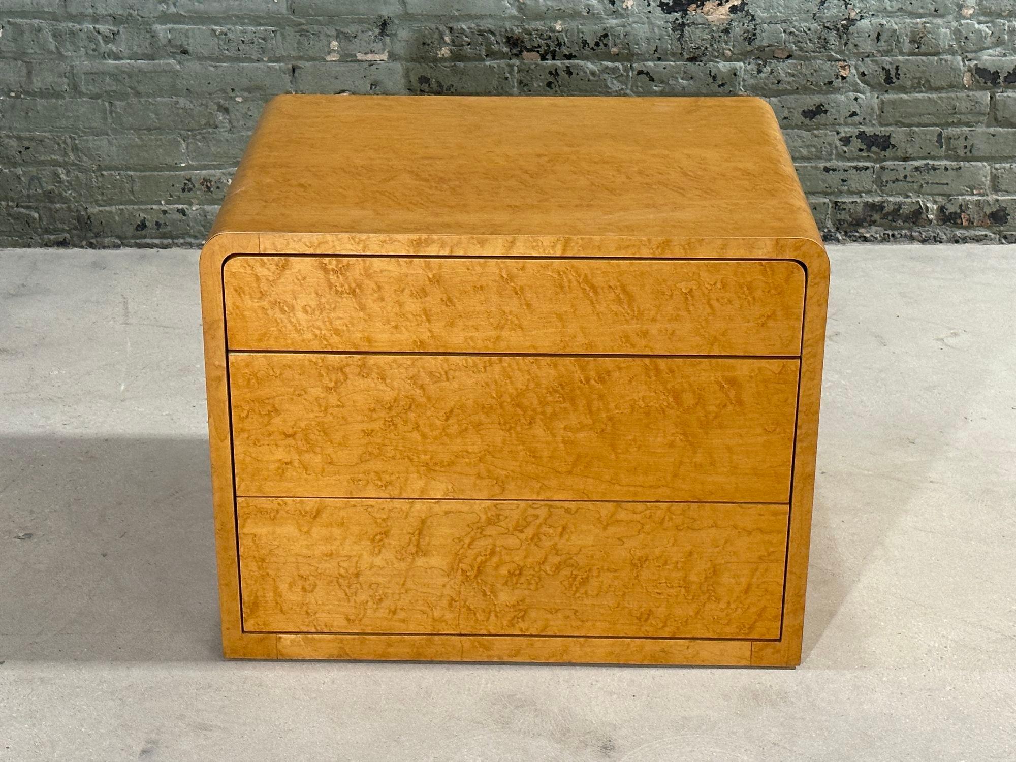 Birdseye Maple Waterfall Night Stand/End Table, 1970 In Good Condition For Sale In Chicago, IL