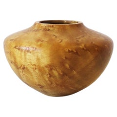 Birdseye Maple Wood Urn Vase Signed