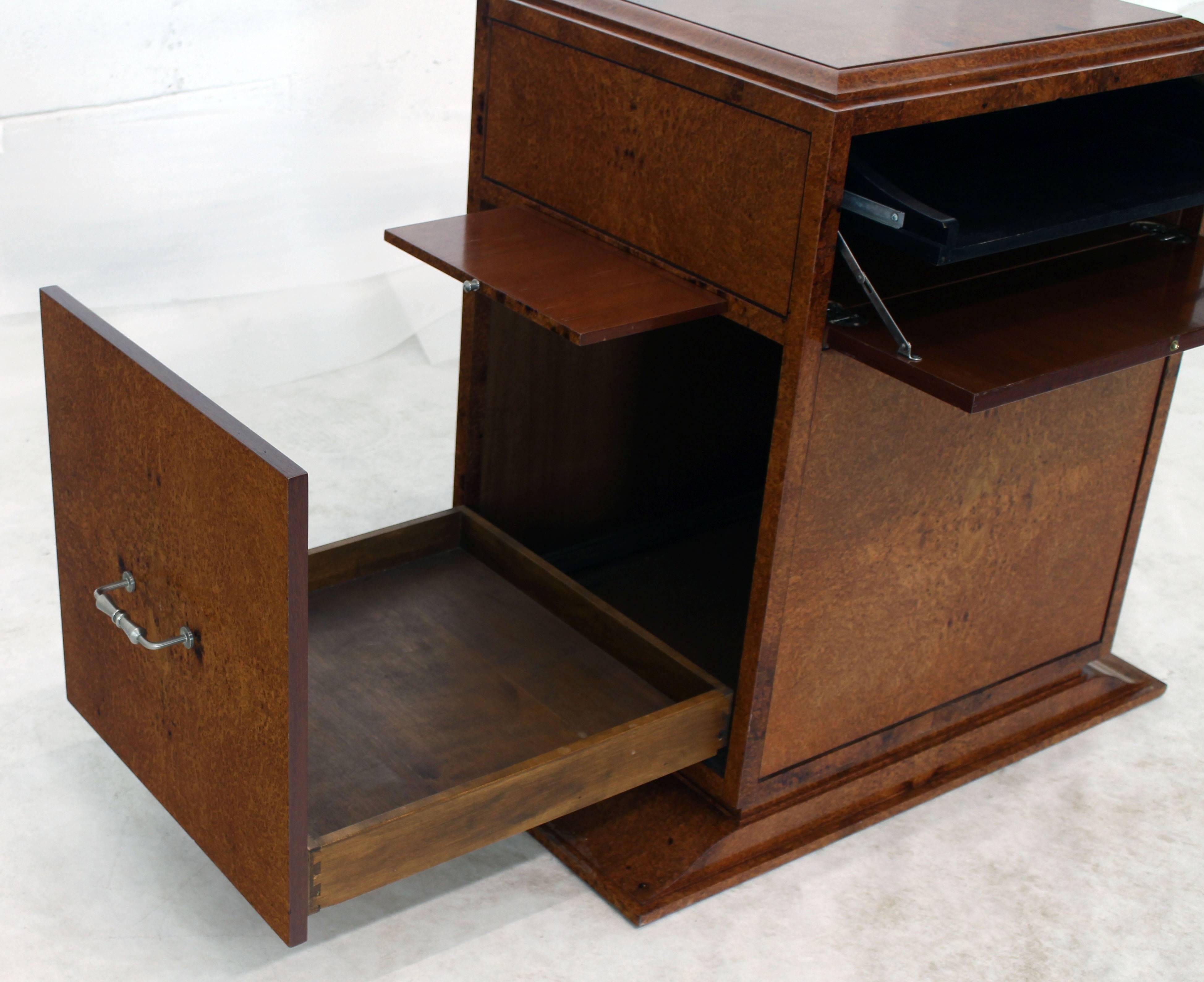 20th Century Birdseye or Tiger Maple Multifunctional Drop Front Cabinet Desk or Bar For Sale