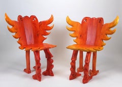 Birdy Armchair - One of a kind artist object, hand-carved, "On fire" finishes