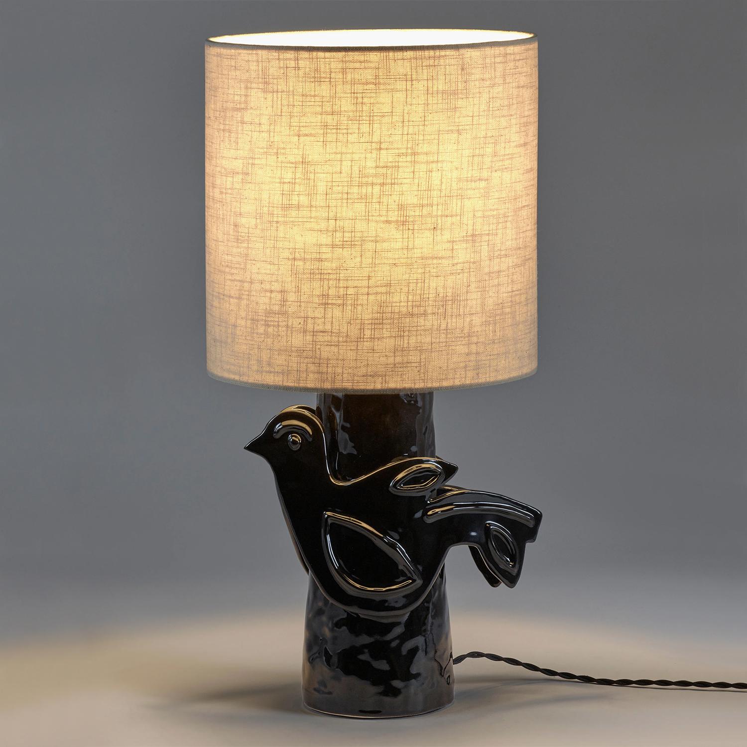 Belge Lampe de table noire oiseau en vente
