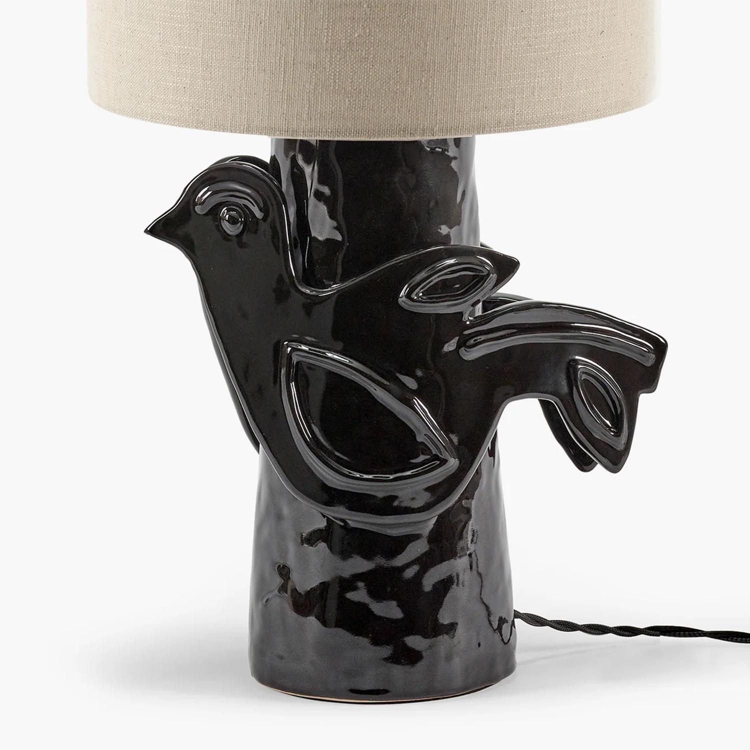 Fait main Lampe de table noire oiseau en vente