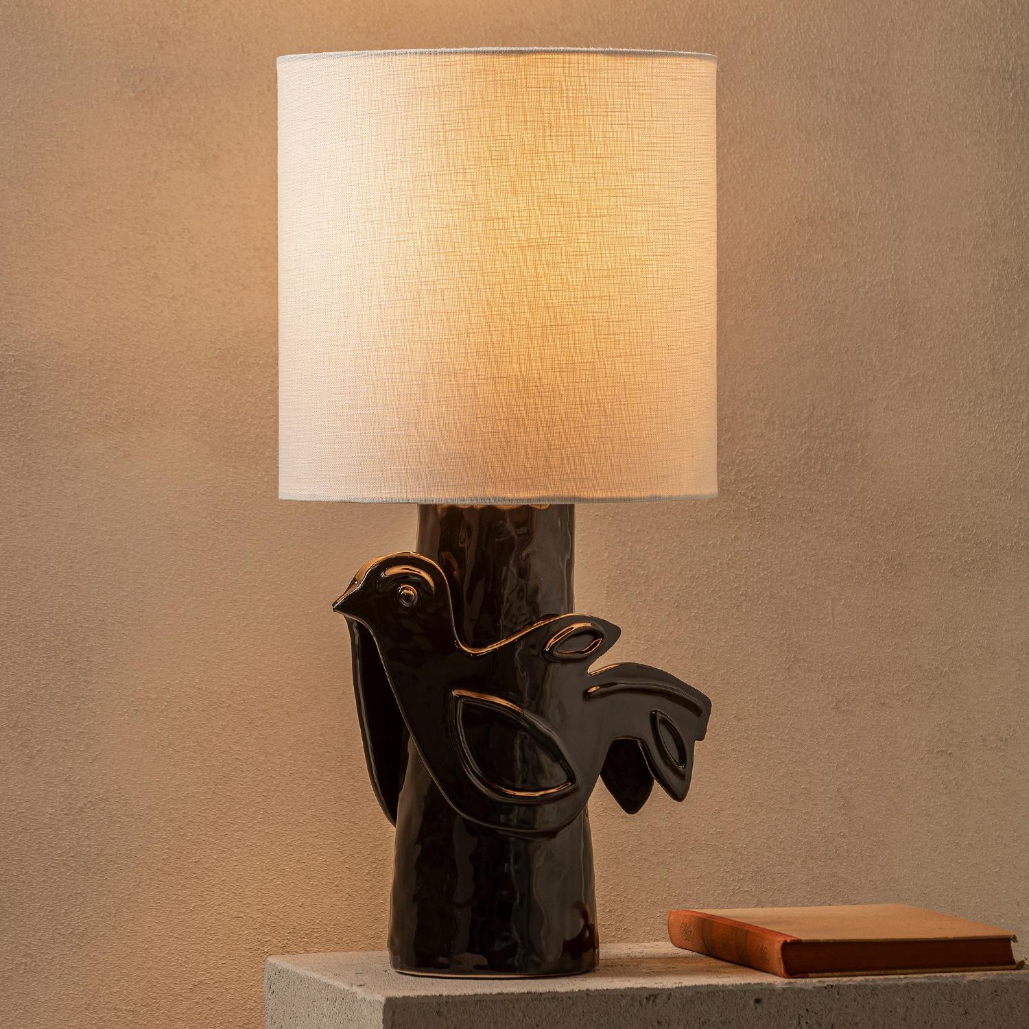 Lin Lampe de table noire oiseau en vente