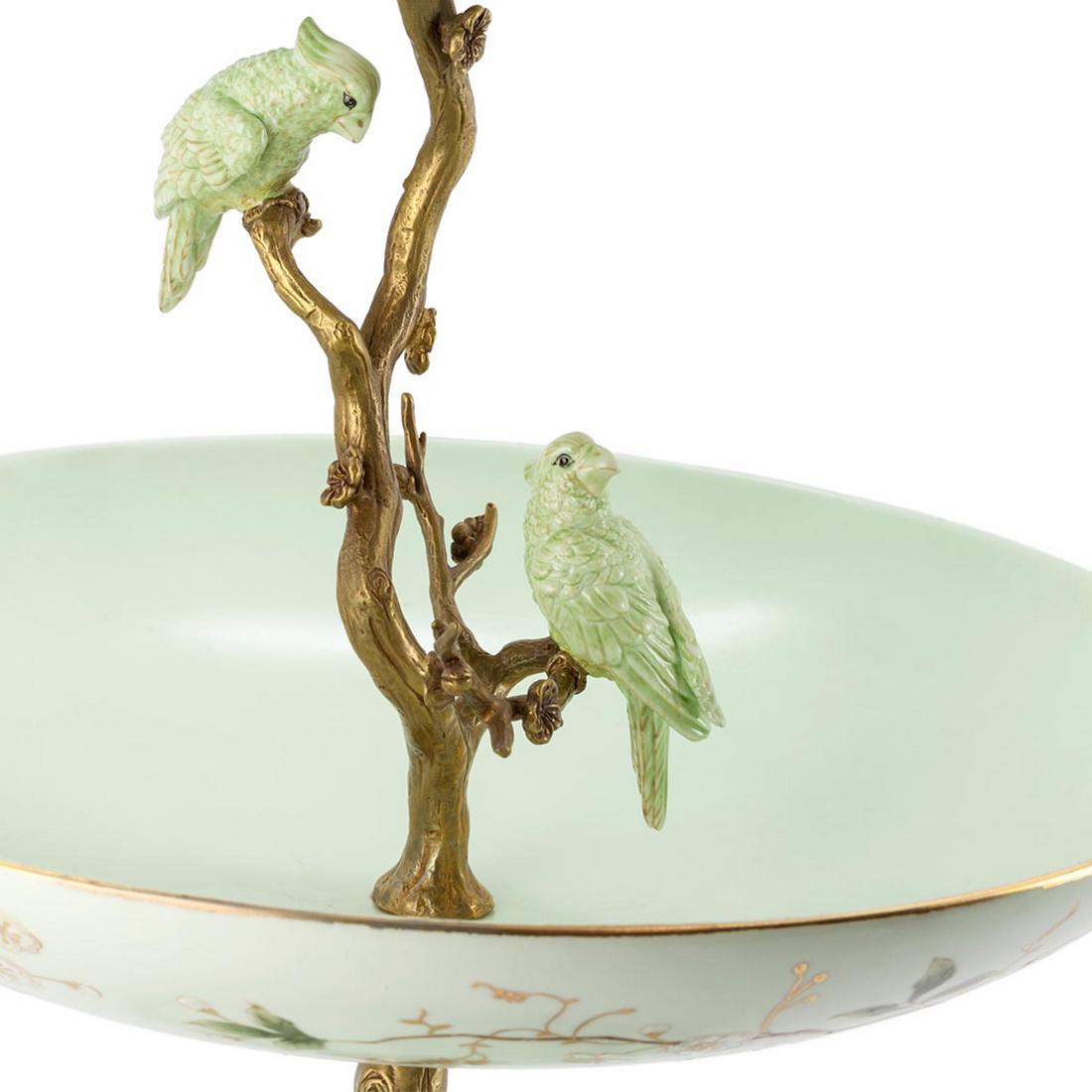 Enameled Birdy Center Table Serving Piece For Sale