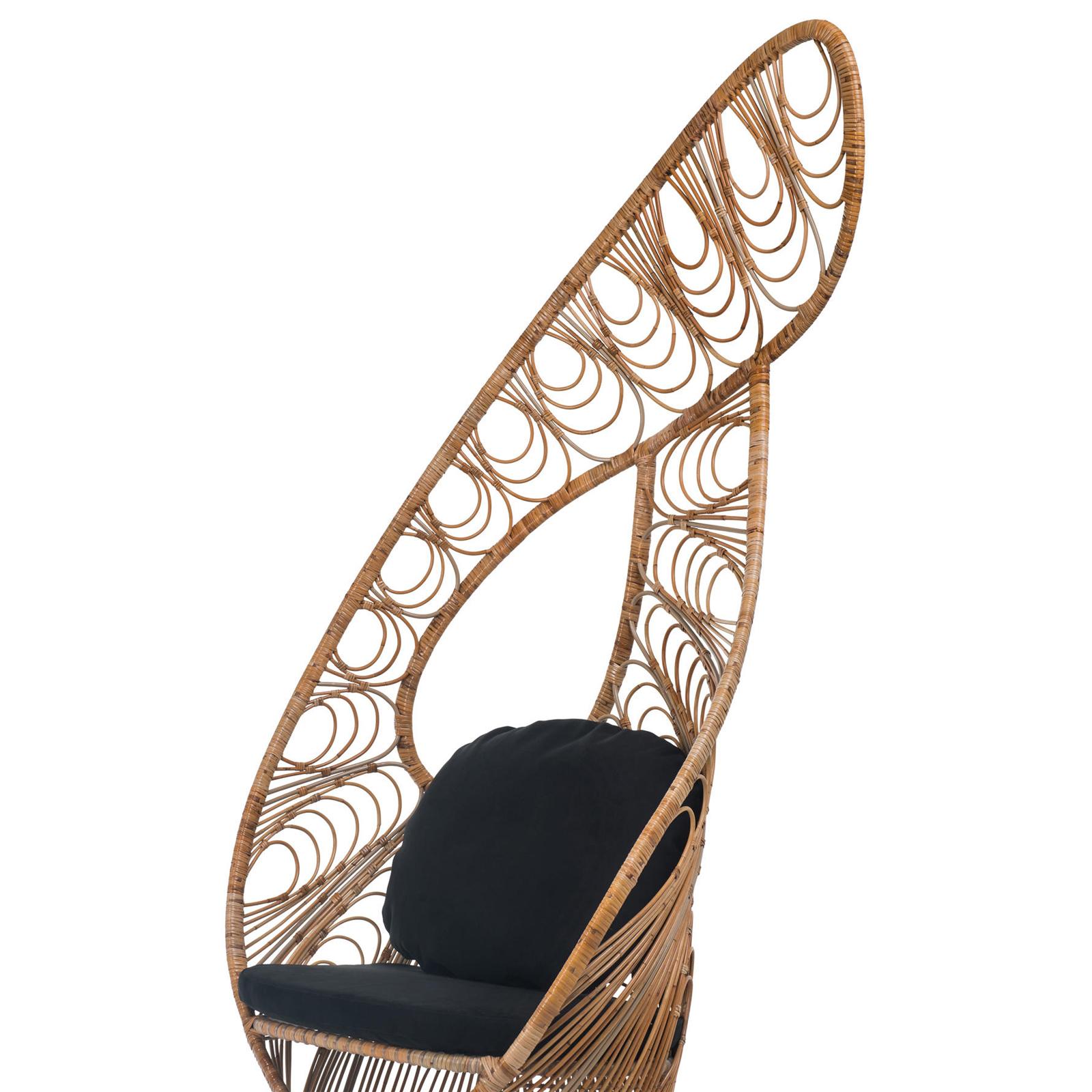 Vogelförmiger Stuhl in Blau oder Natur (Rattan) im Angebot