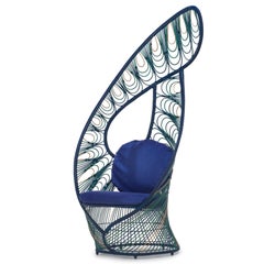 Sedia Birdy con finitura blu o naturale